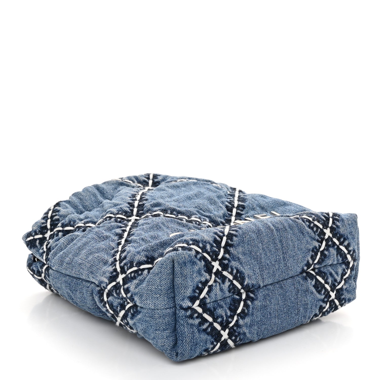 Denim Stitched Quilted Mini Chanel 22 Blue
