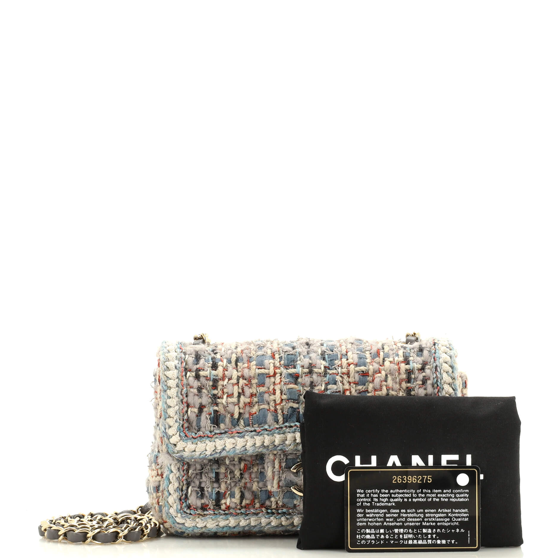 Classic Single Flap Bag Braided Quilted Tweed Mini