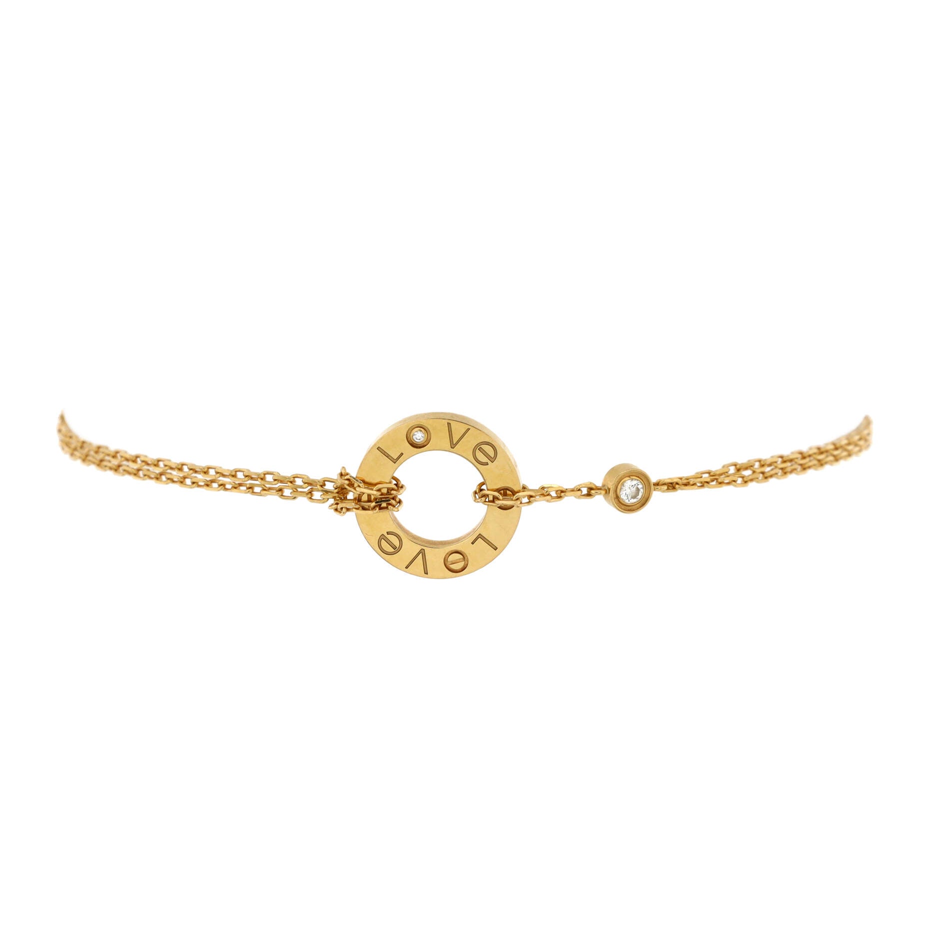 2 Diamonds Love Bracelet 18K Yellow Gold with Diamonds