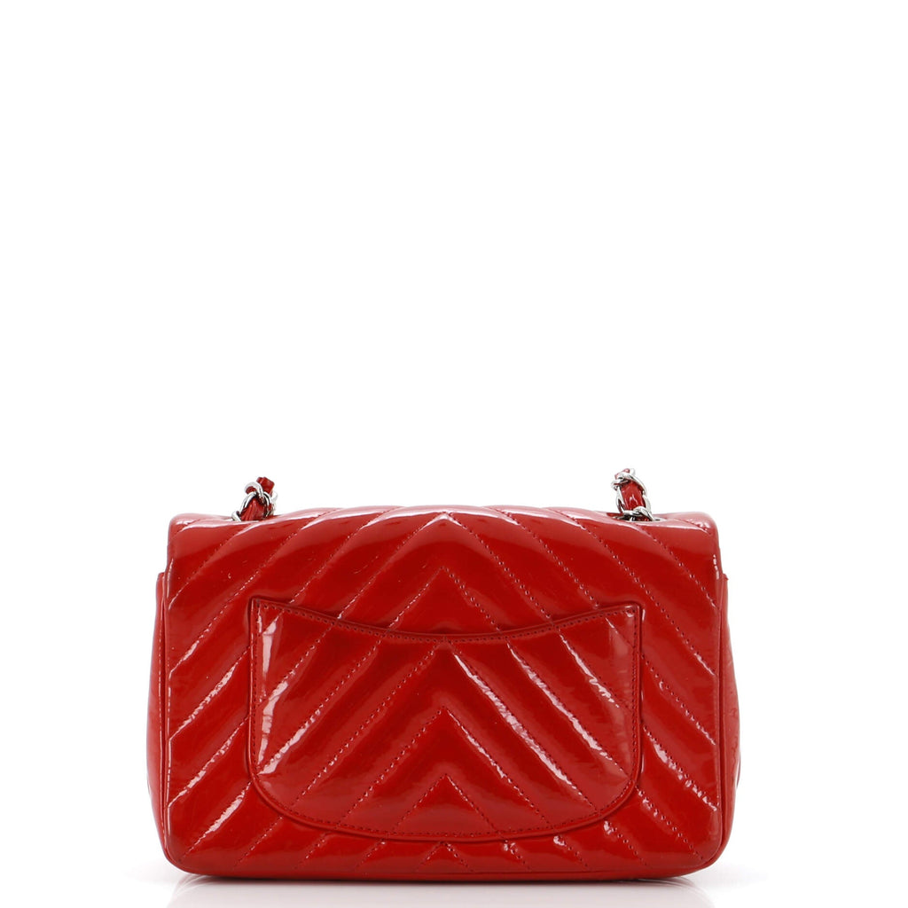 Classic Single Flap Bag Chevron Patent Mini