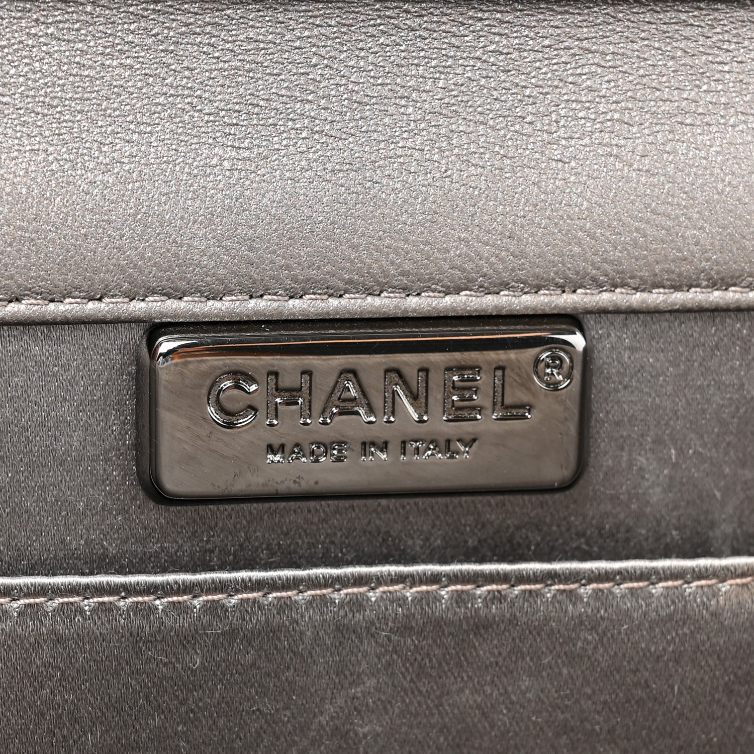 Lambskin Chocolate Bar Piercing CC Studded Small Chain Flap Bag Grey