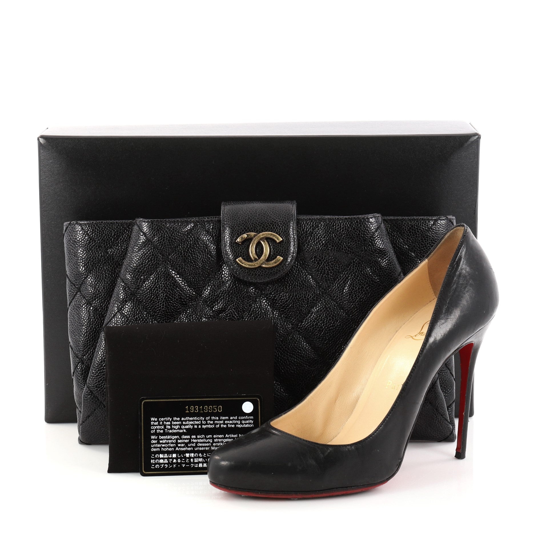 Coco Pleats Clutch Quilted Glazed Caviar