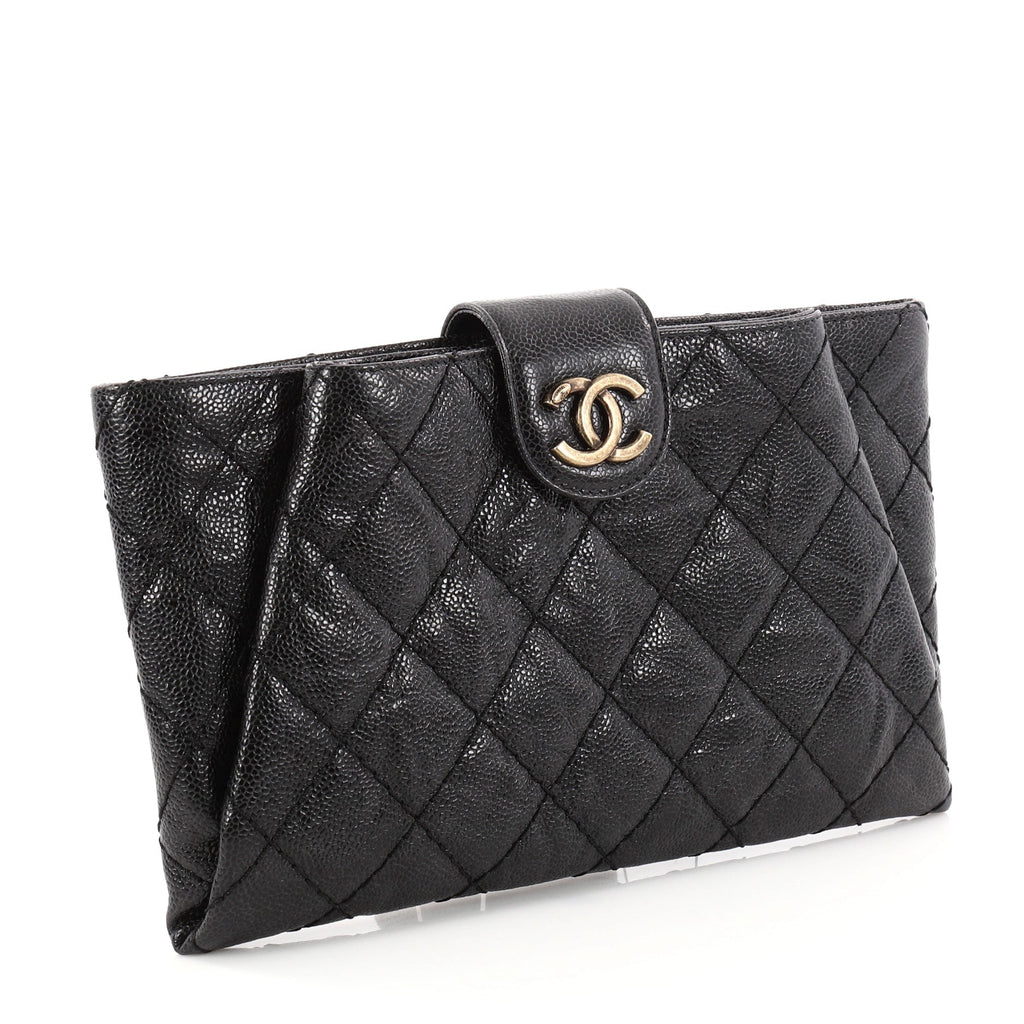 Coco Pleats Clutch Quilted Glazed Caviar
