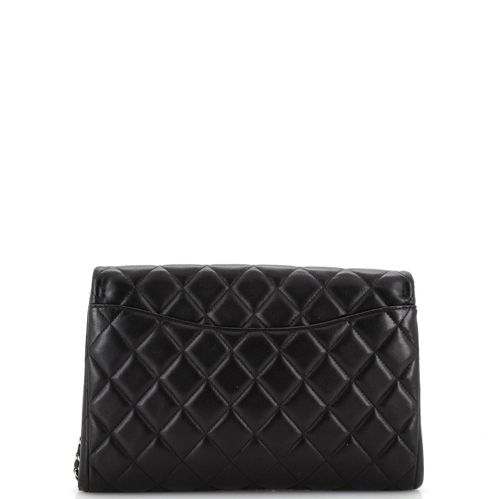 Clutch with Chain Quilted Lambskin