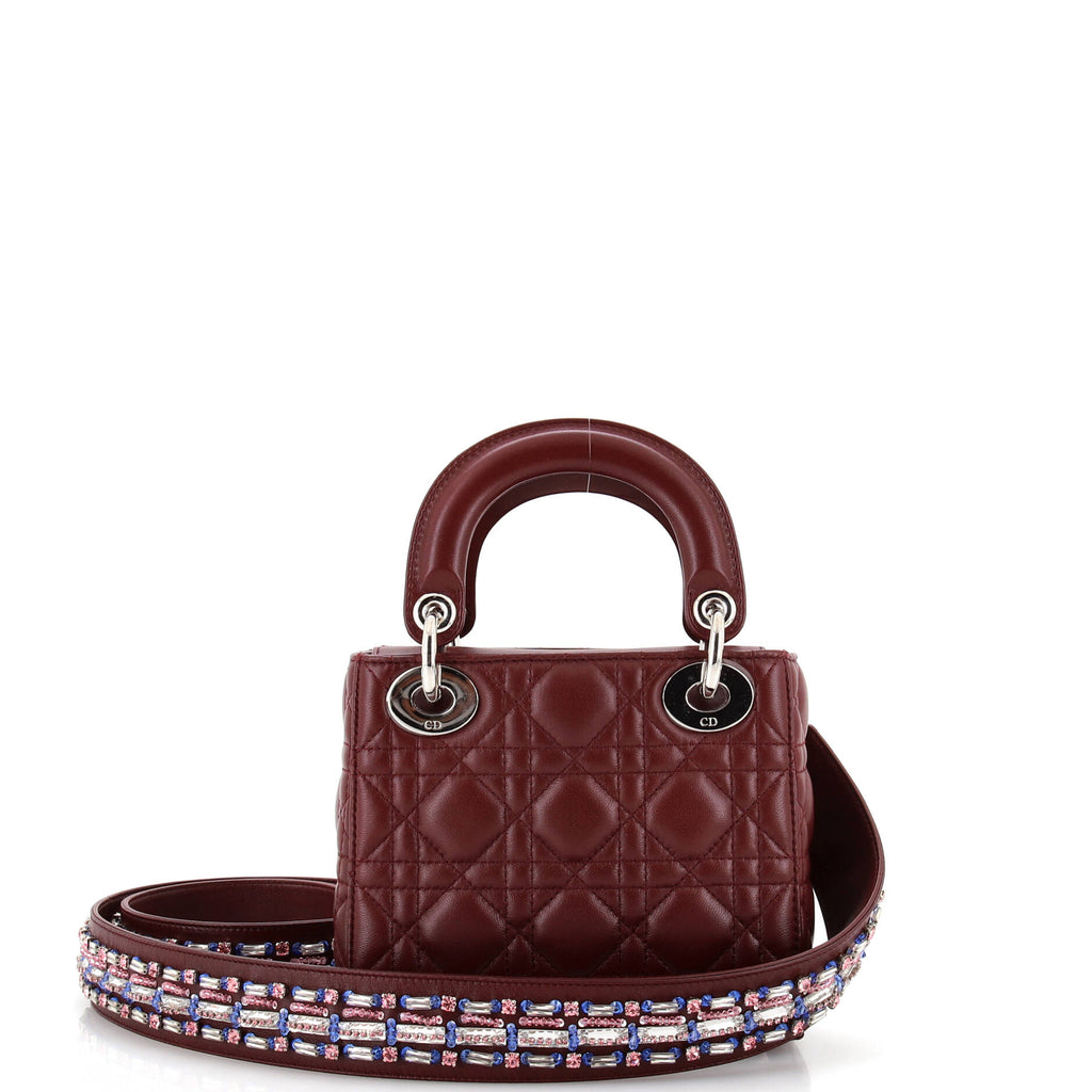 Lady Dior Bag Cannage Quilt Lambskin with Crystal Detail Mini