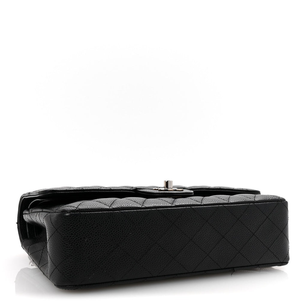 Caviar Quilted Medium Double Flap Black