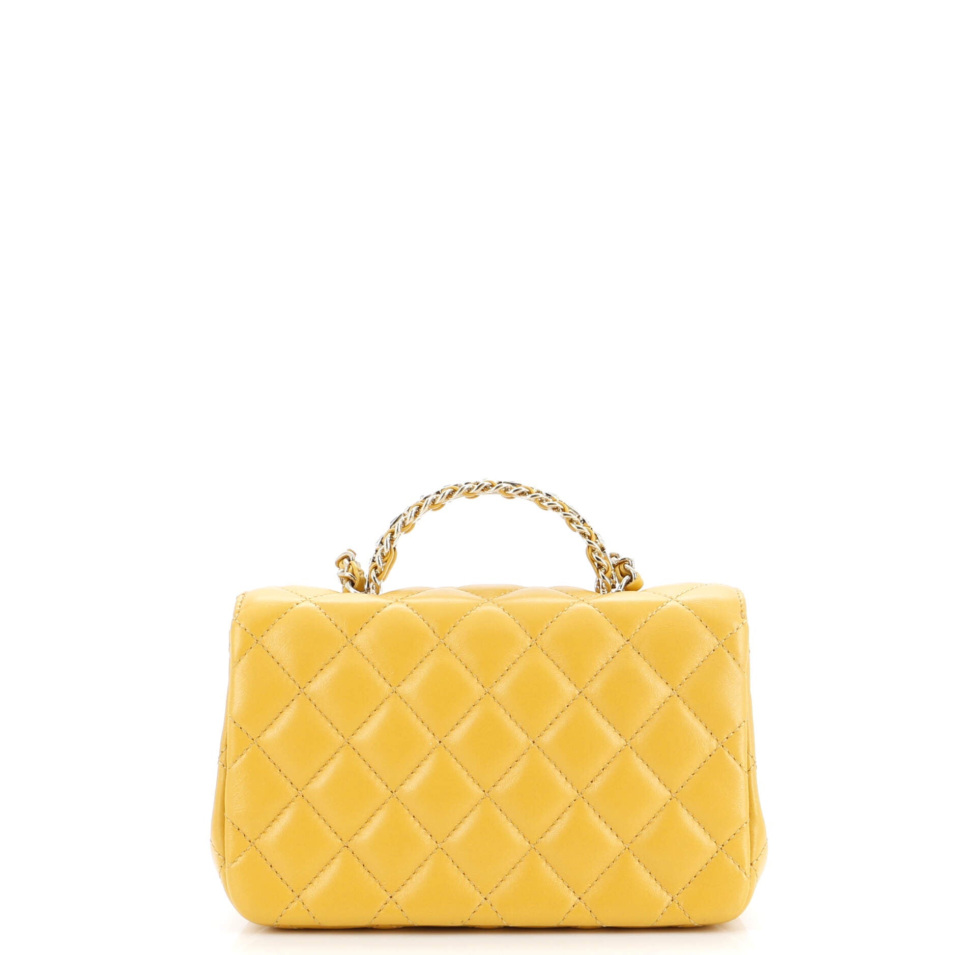 Crystal Chain Flap Top Handle Bag Quilted Lambskin Mini