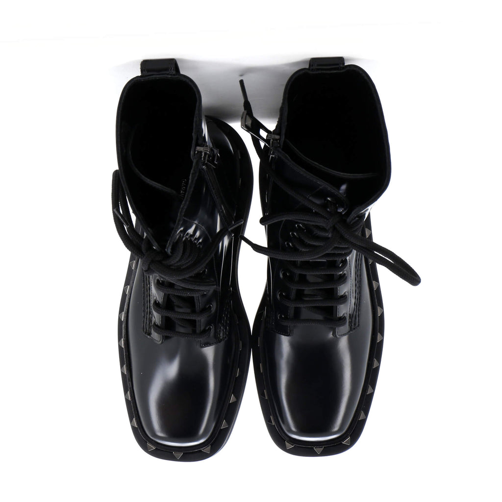 Women's Rockstud M-Way Combat Boots Leather