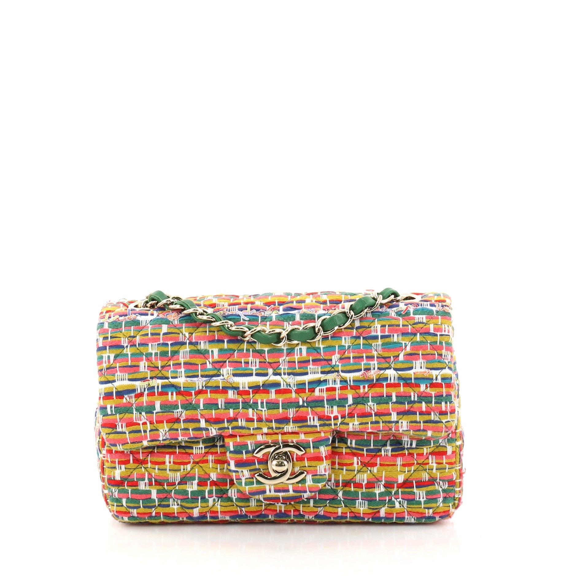 Classic Single Flap Bag Multicolor Quilted Tweed Mini