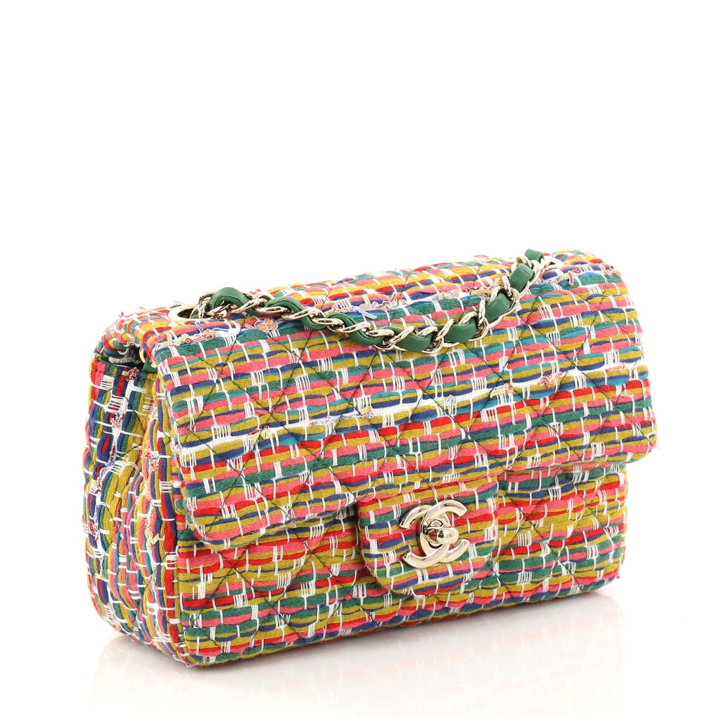 Classic Single Flap Bag Multicolor Quilted Tweed Mini