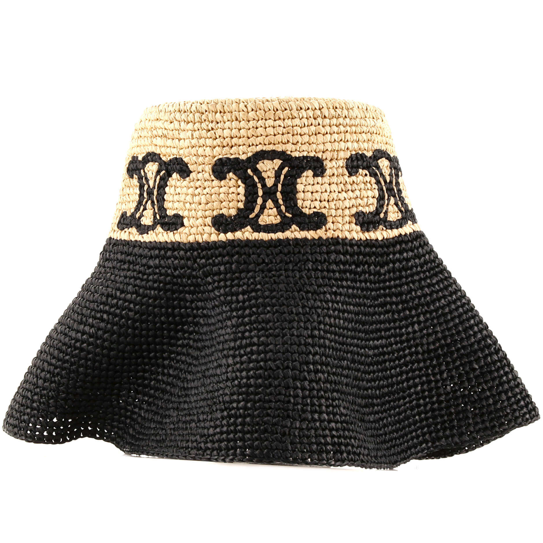 Triomphe Wide Brim Bucket Hat Raffia
