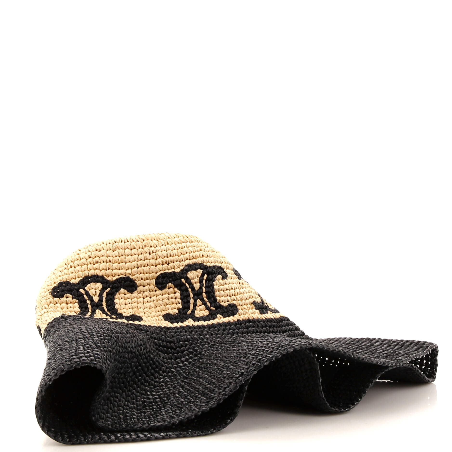 Triomphe Wide Brim Bucket Hat Raffia