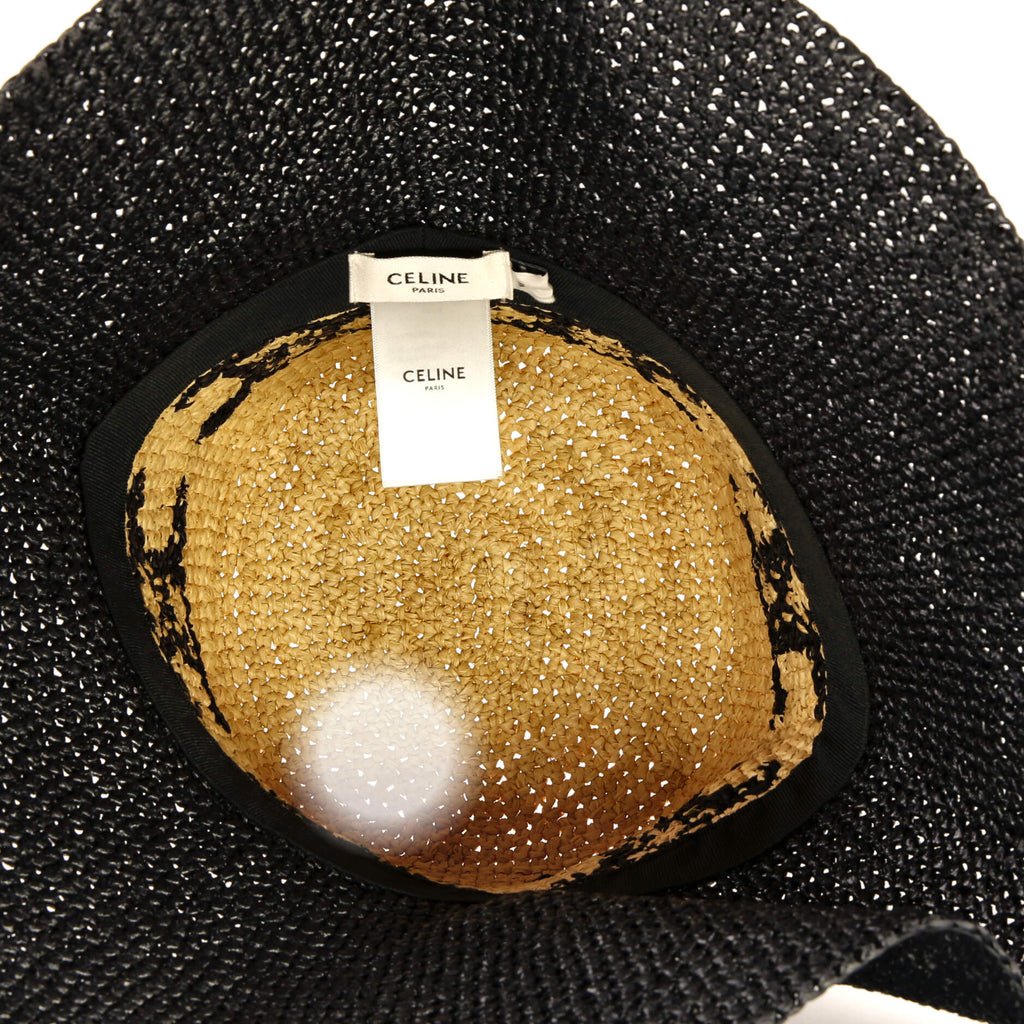 Triomphe Wide Brim Bucket Hat Raffia