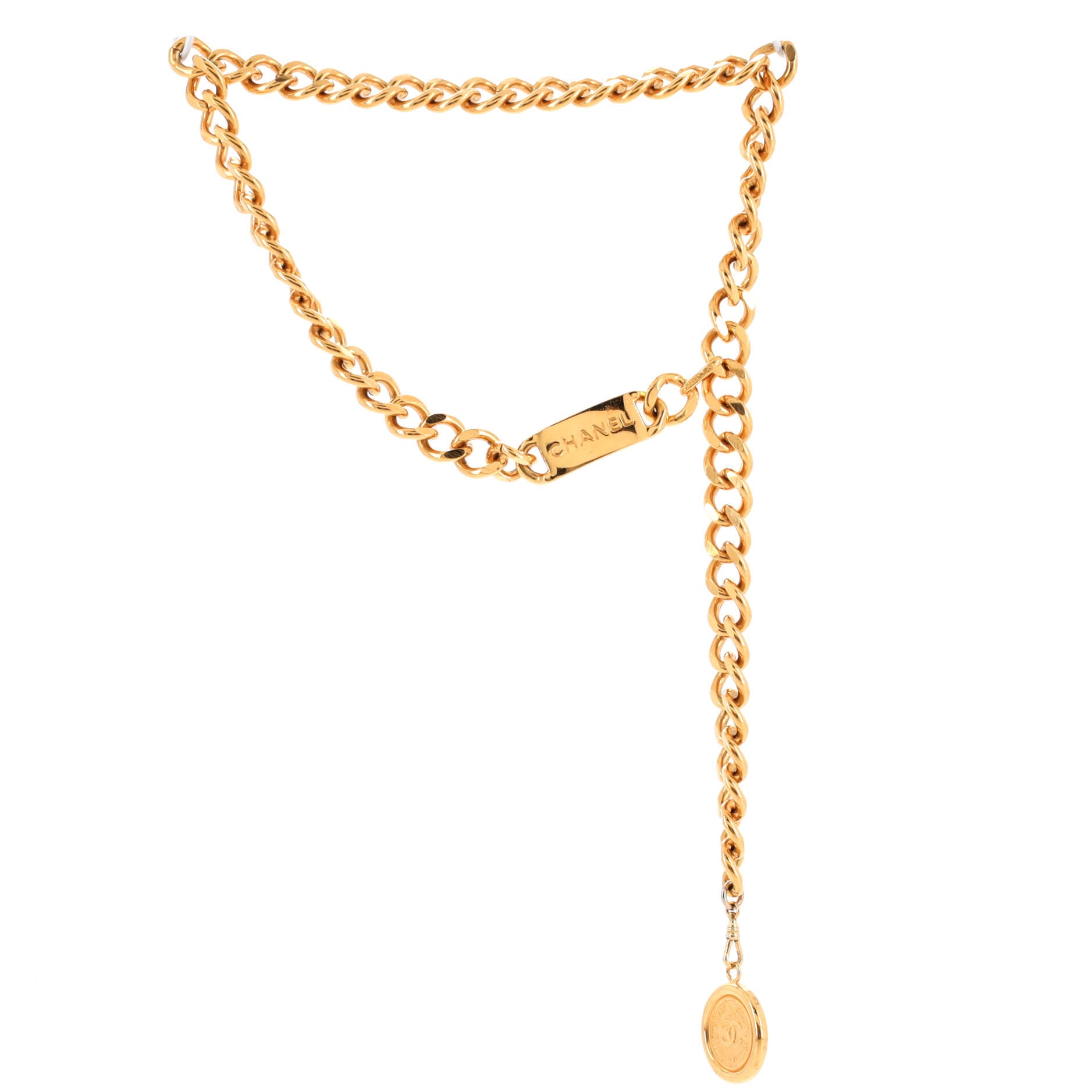 Vintage Medallion Logo Chain Belt Metal 70