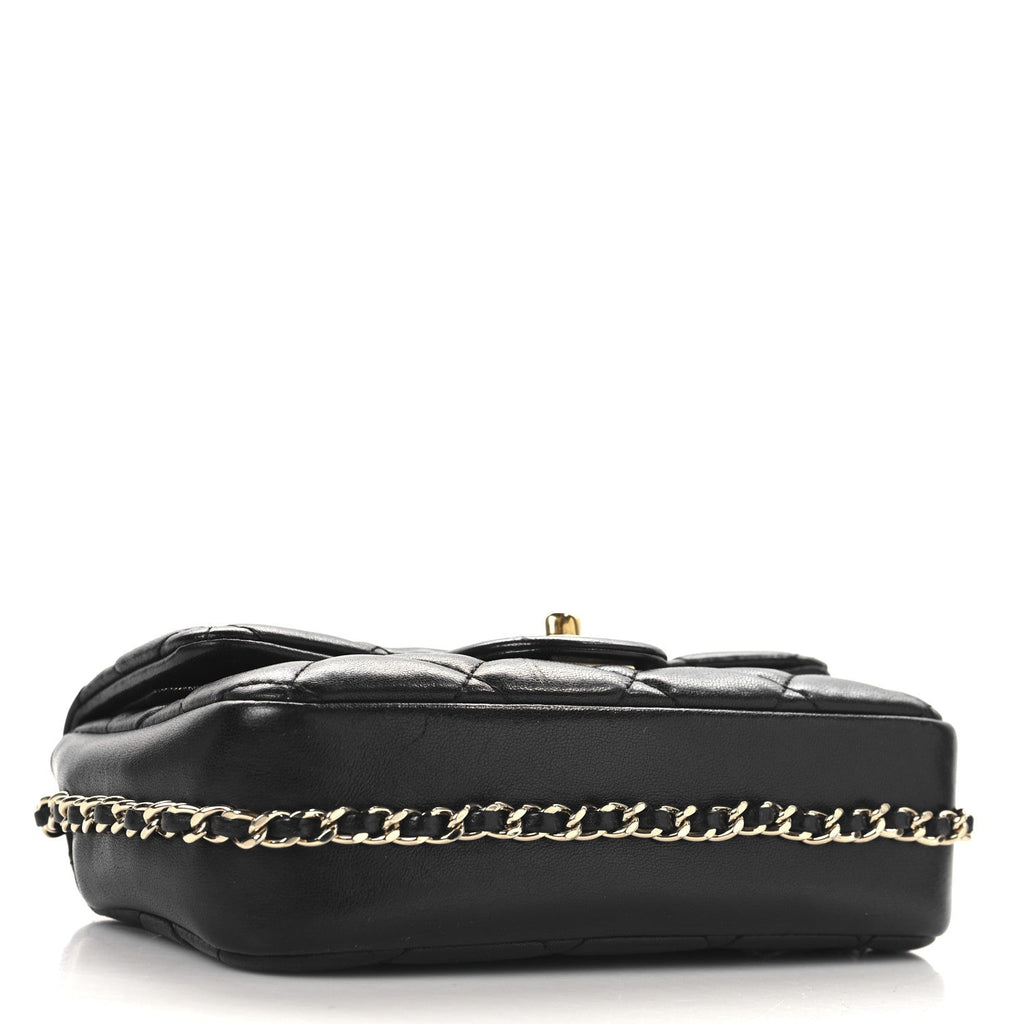 Lambskin Quilted Small My Precious Flap Black