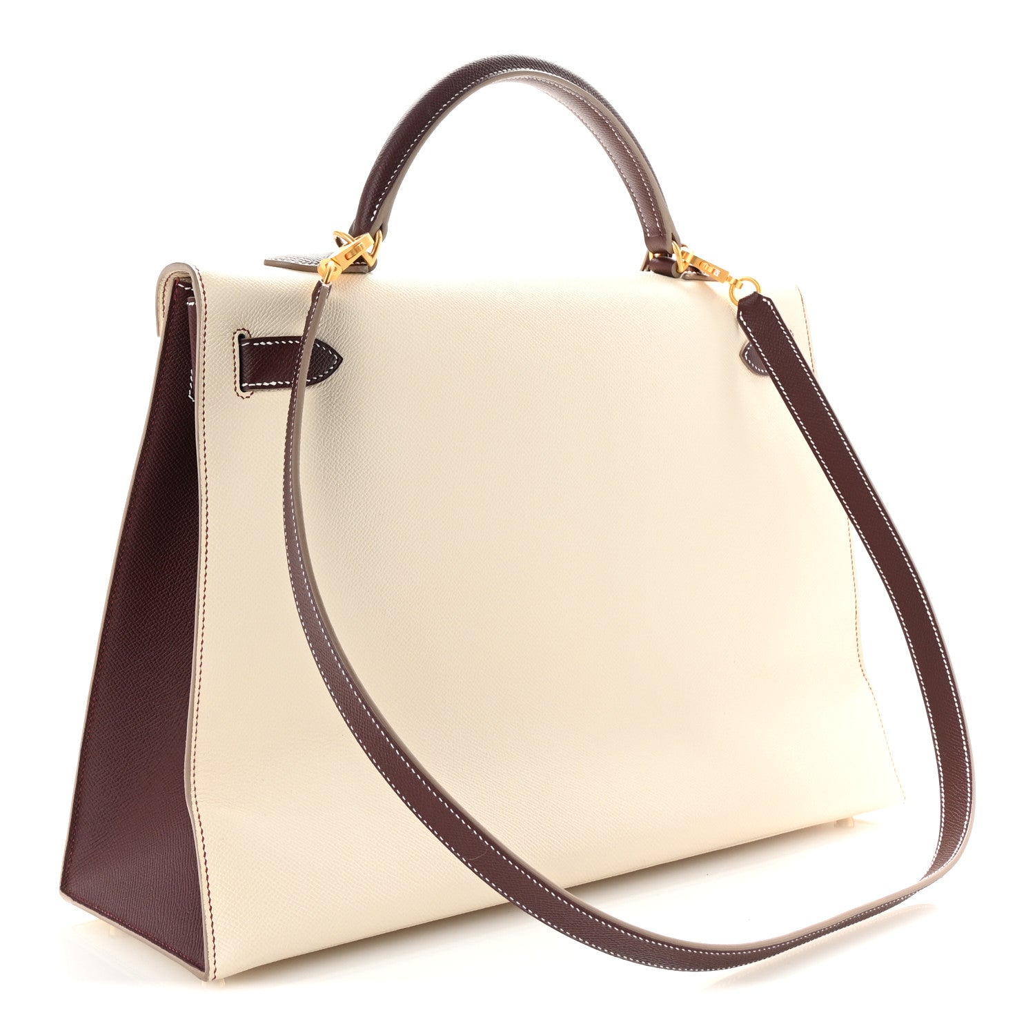 Epsom Bi-Color Horseshoe Kelly Sellier 40 Craie Rouge Sellier