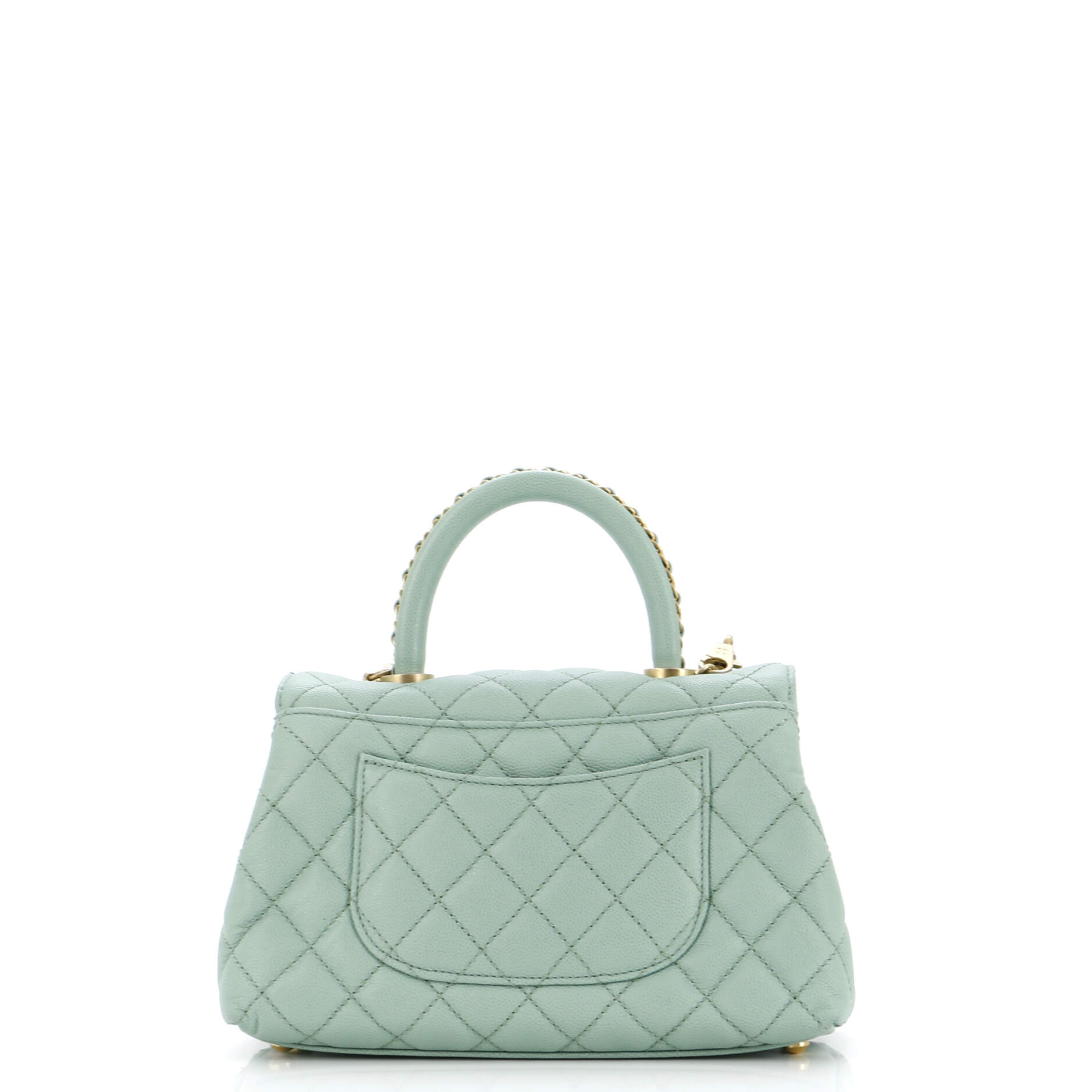 Coco Top Handle Bag Quilted Caviar with Chain Detail Handle Mini