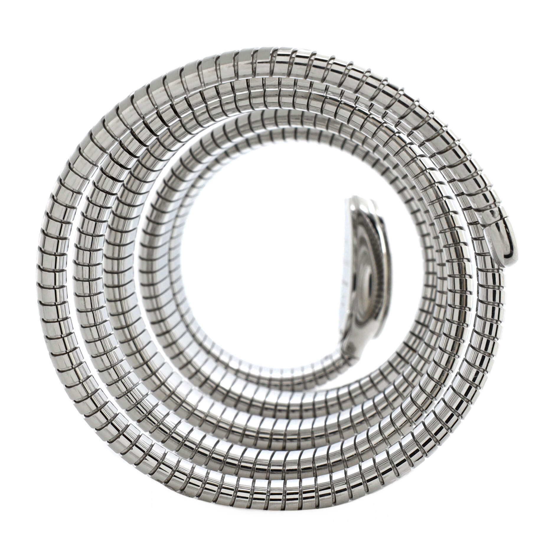 Serpenti Tubogas Five Spiral Quartz Watch Stainless Steel with Diamond Bezel 23