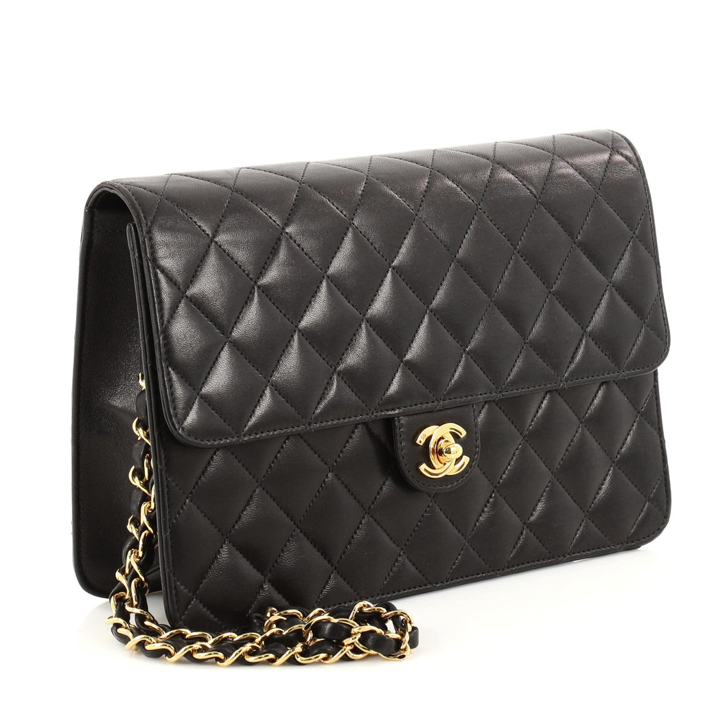 Vintage Clutch with Chain Quilted Leather Medium