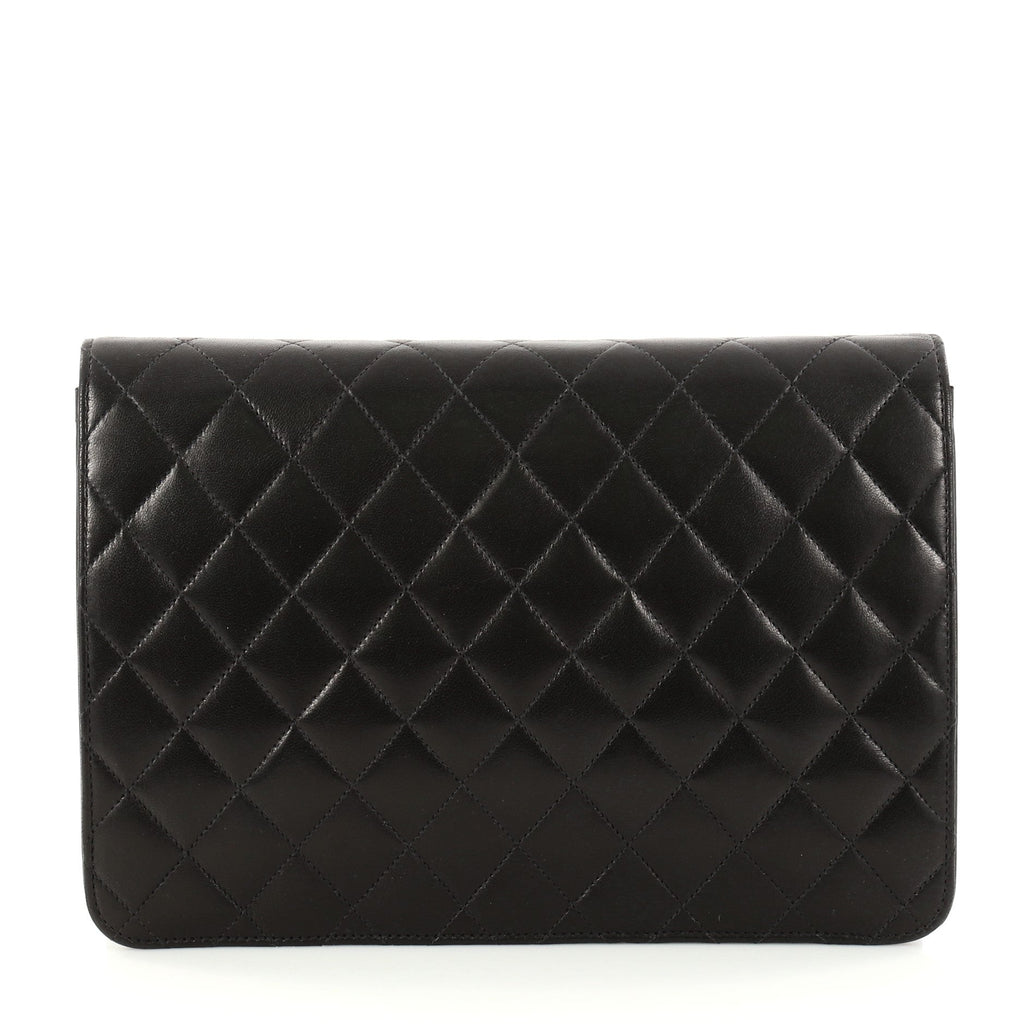 Vintage Clutch with Chain Quilted Leather Medium