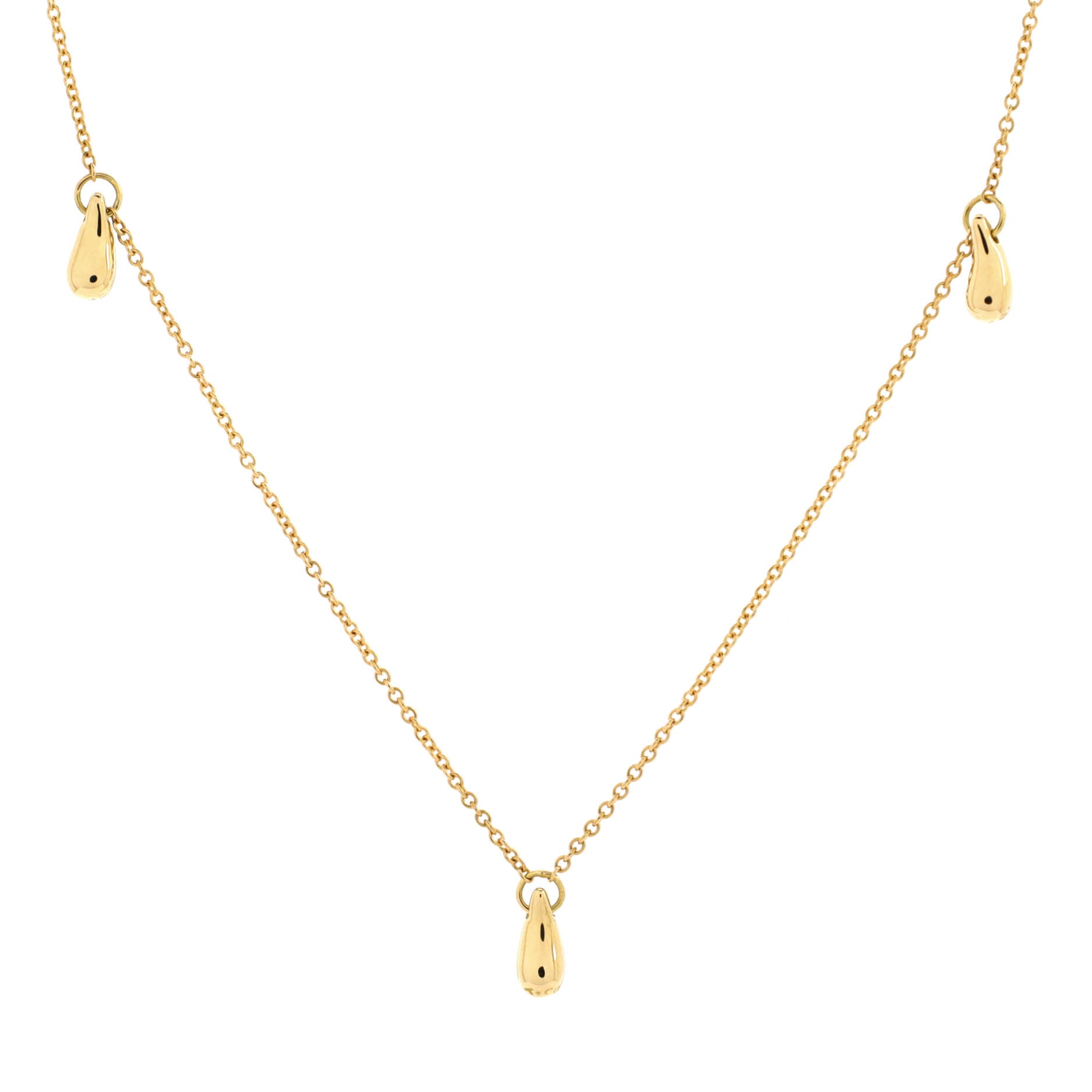 Elsa Peretti 3 Teardrop Necklace 18K Yellow Gold
