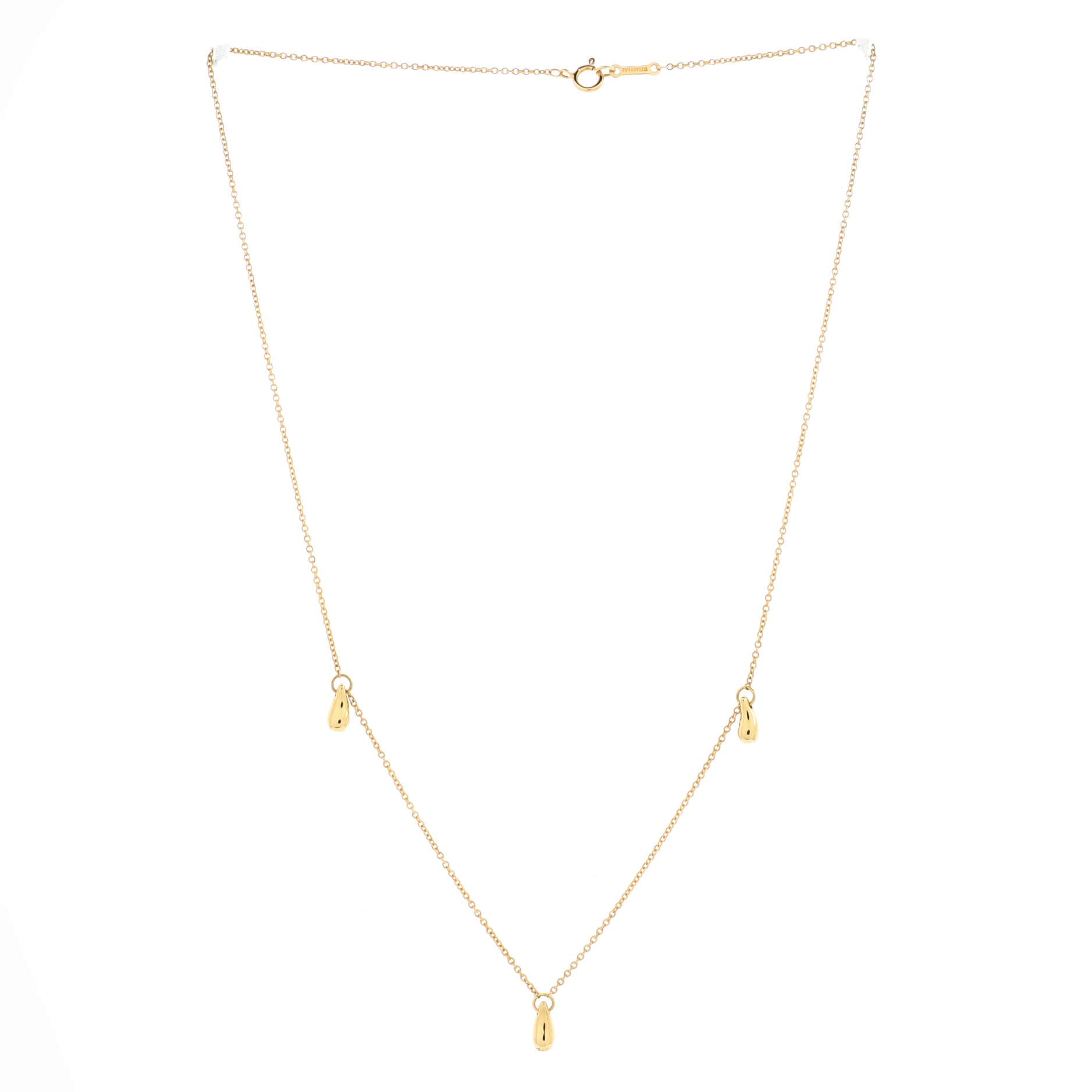 Elsa Peretti 3 Teardrop Necklace 18K Yellow Gold