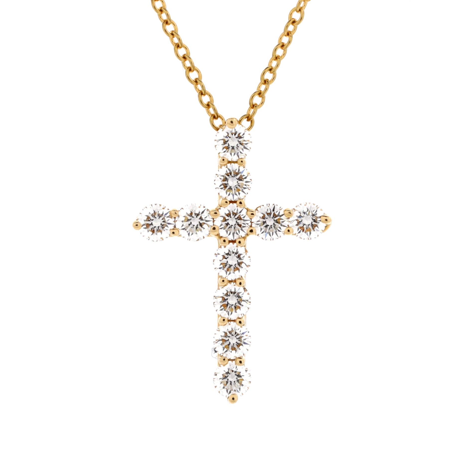 Cross Pendant Necklace 18K Yellow Gold with Diamonds Small