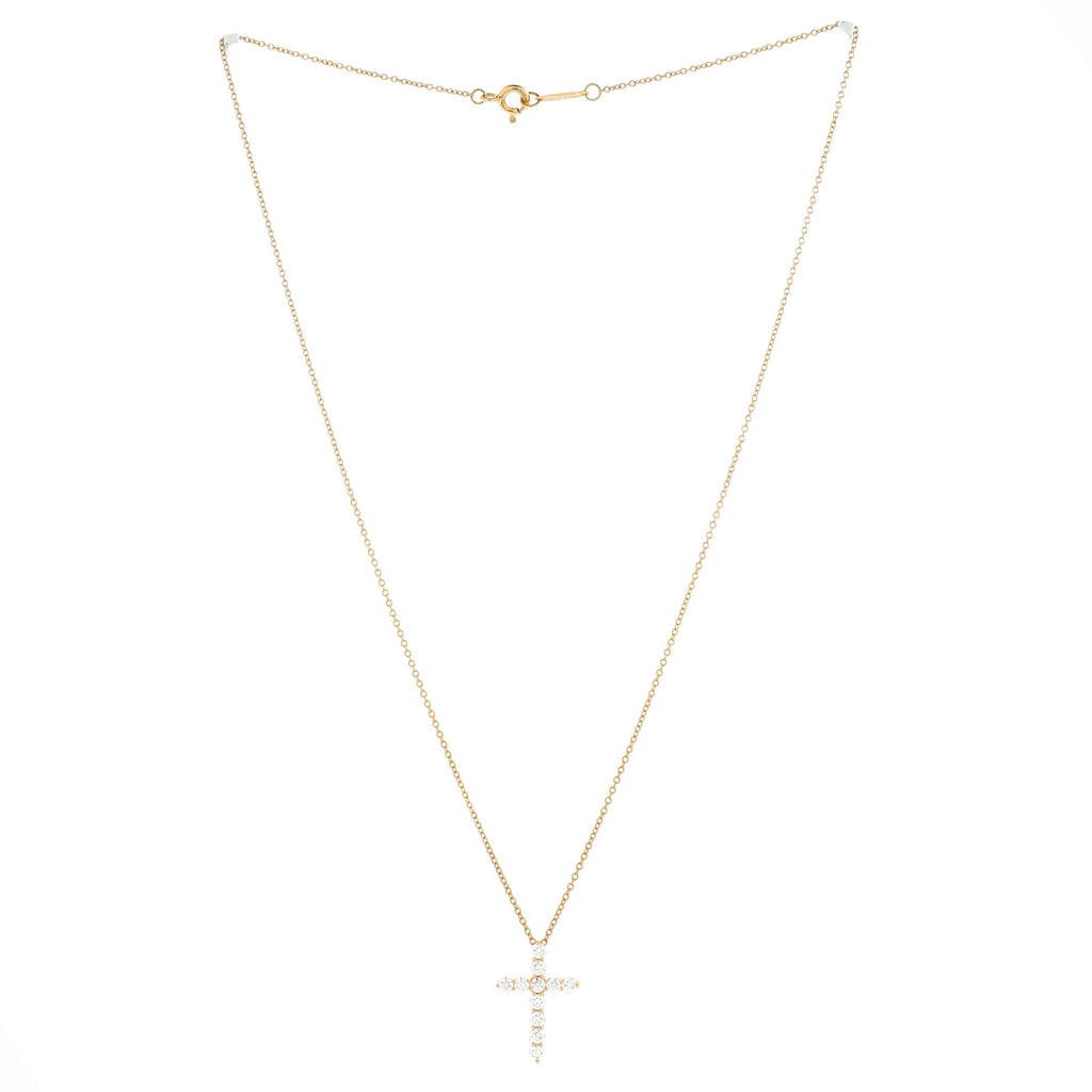 Cross Pendant Necklace 18K Yellow Gold with Diamonds Small