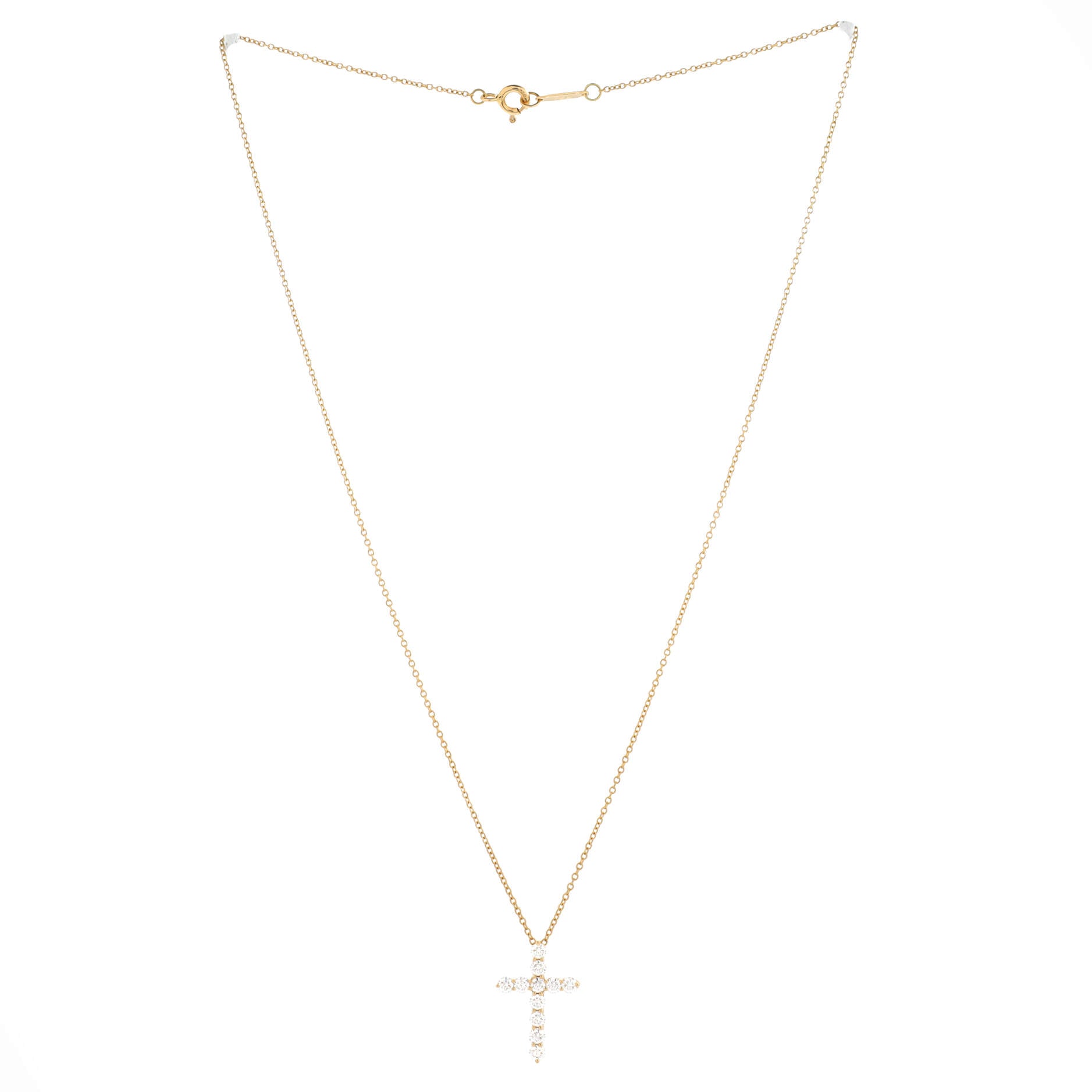 Cross Pendant Necklace 18K Yellow Gold with Diamonds Small