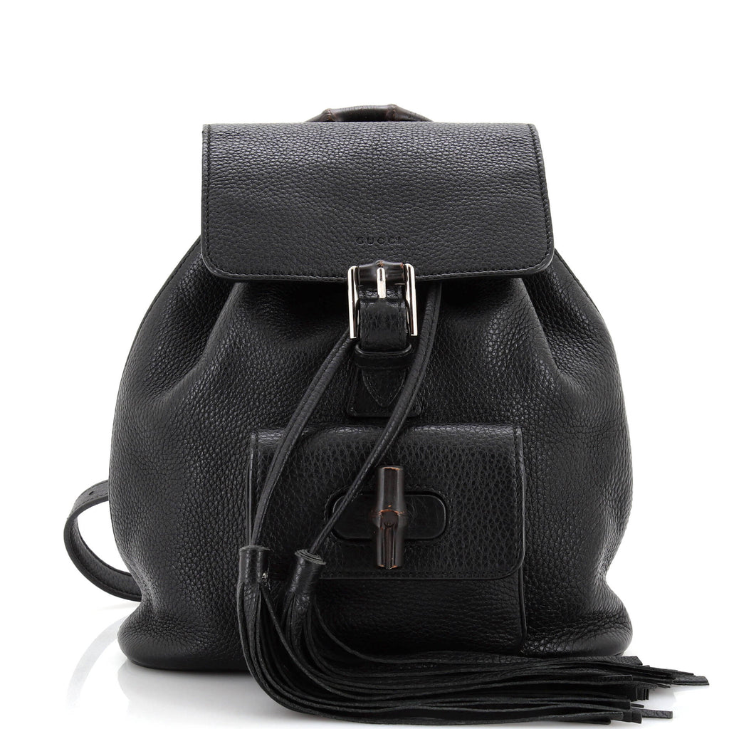 Bamboo Tassel Backpack Leather Mini