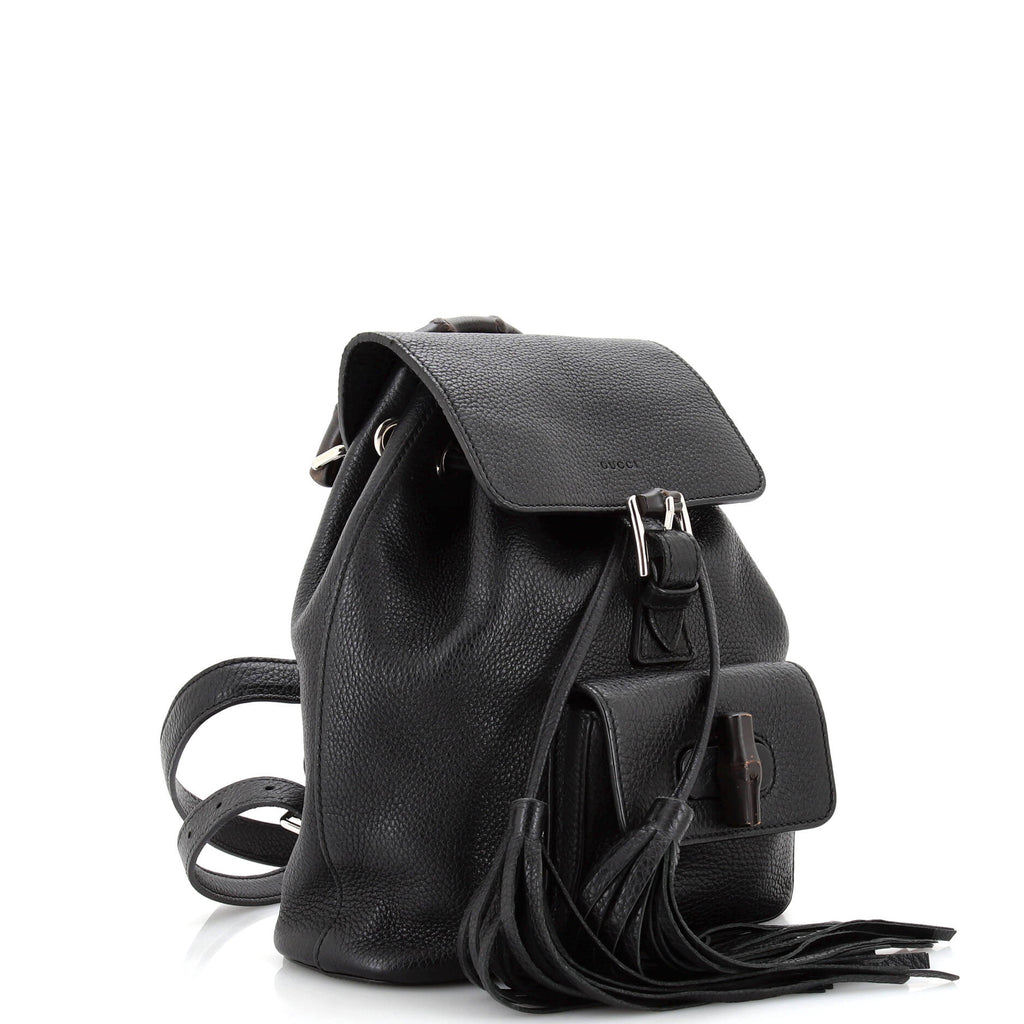 Bamboo Tassel Backpack Leather Mini