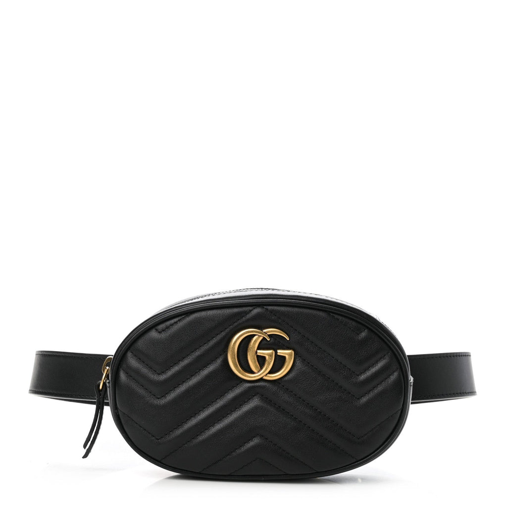 Calfskin Matelasse GG Marmont Belt Bag 75 30 Black