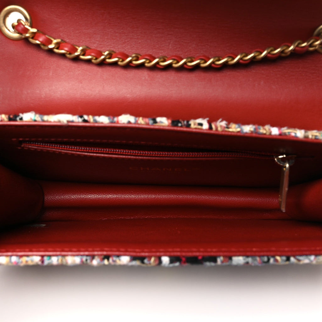 Tweed Quilted Flap Red Multicolor
