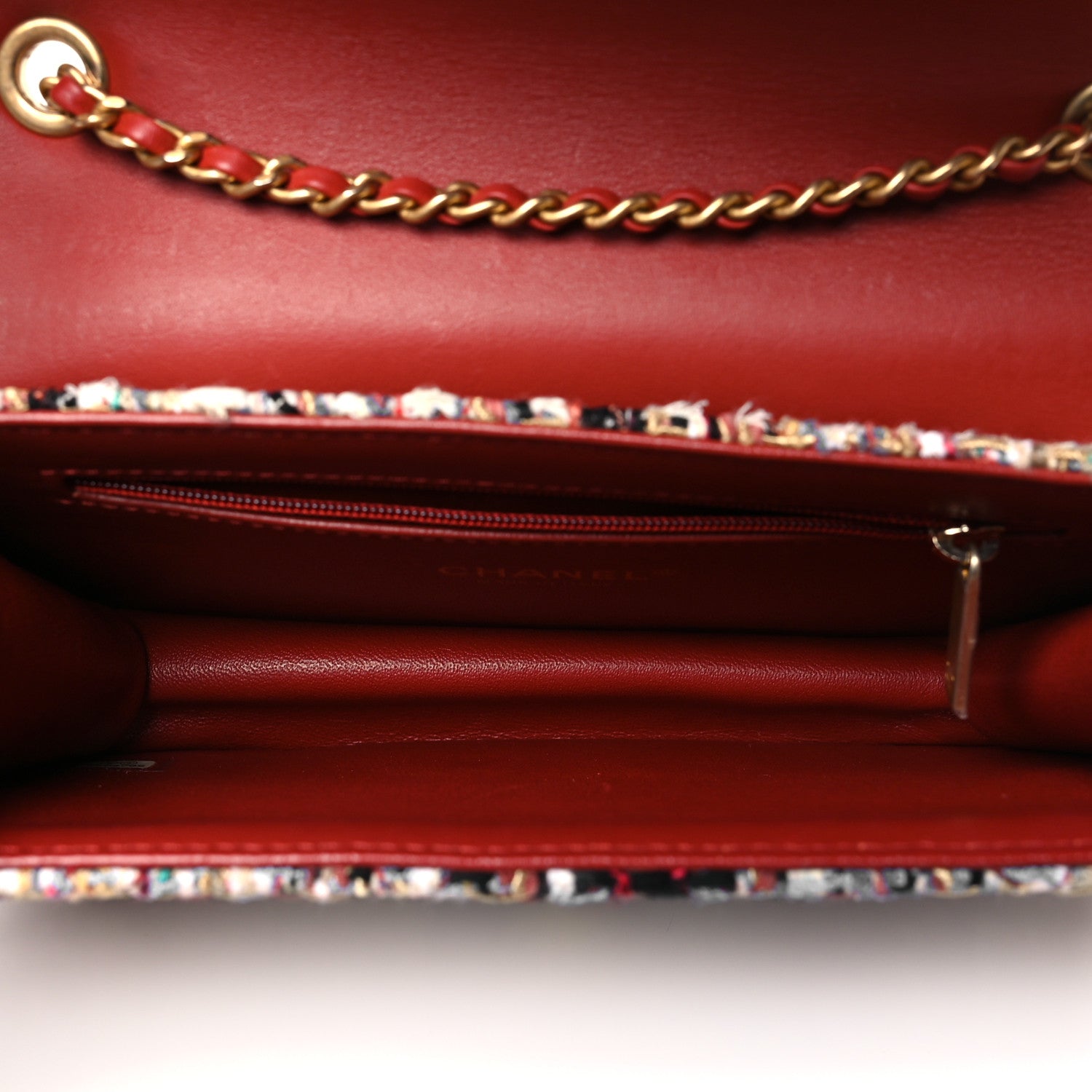 Tweed Quilted Flap Red Multicolor