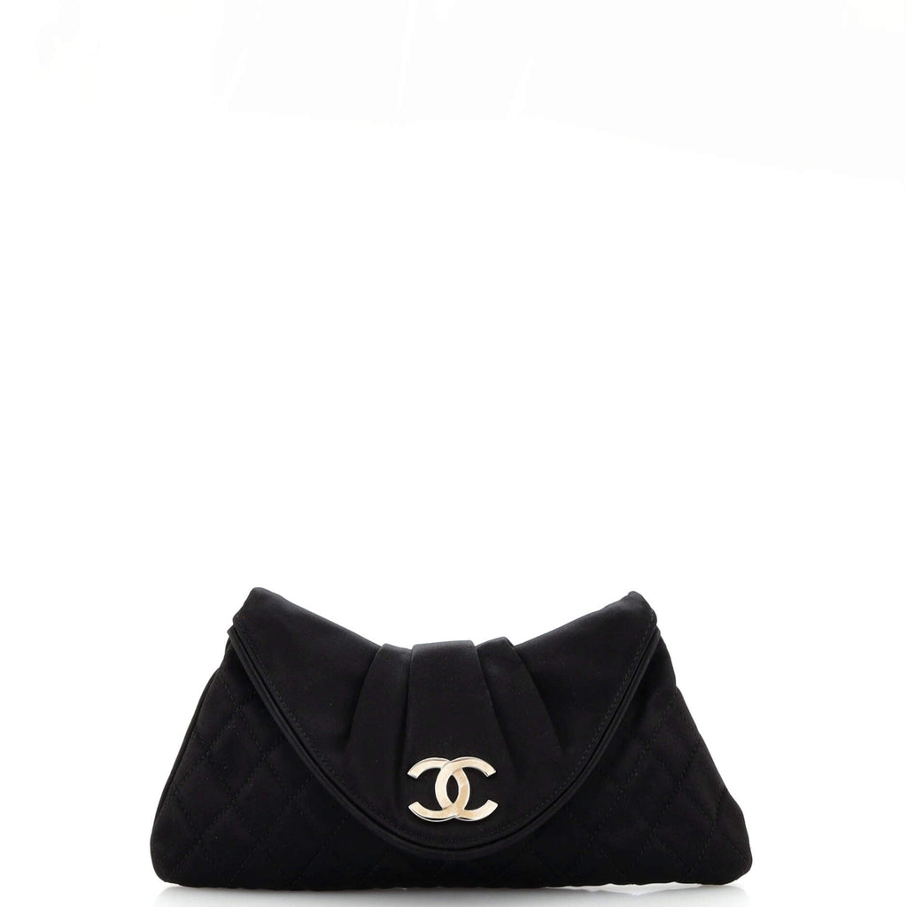 CC Half Moon Clutch Quilted Satin Small