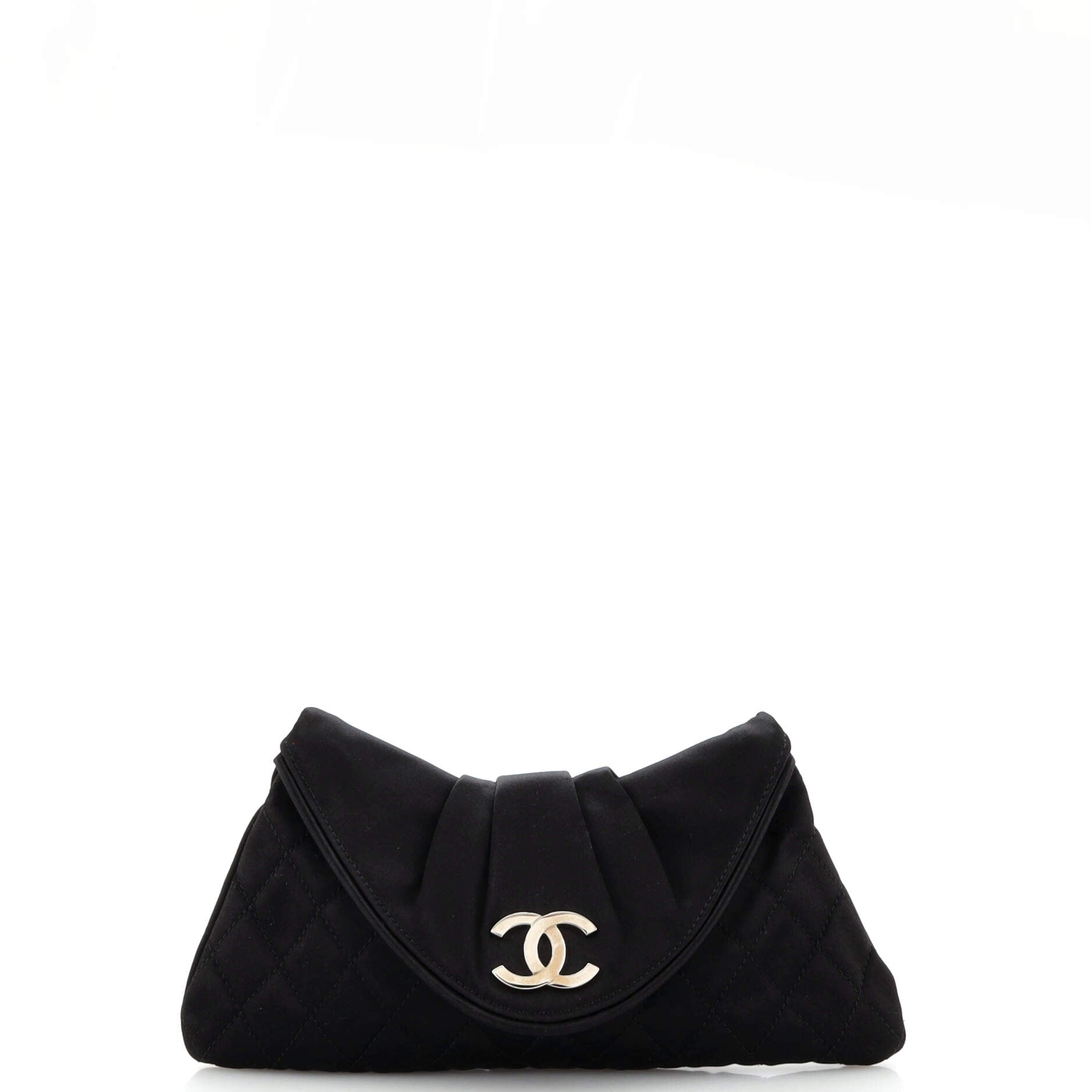 CC Half Moon Clutch Quilted Satin Small