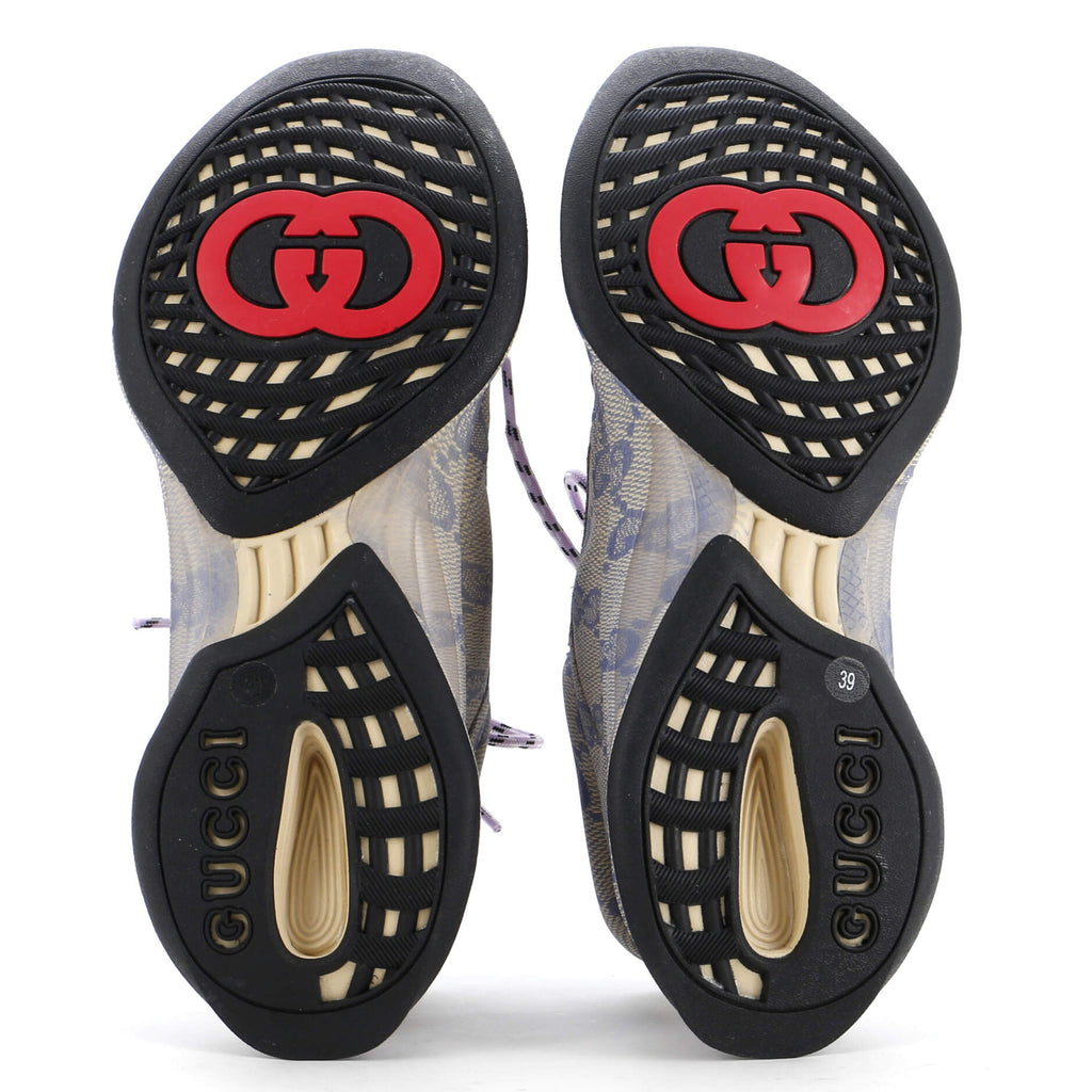 Women's Run Sneakers Monogram Print Leather