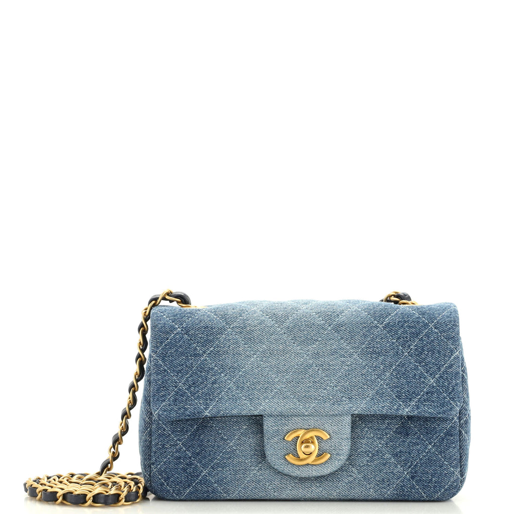 Classic Single Flap Bag Quilted Ombre Denim Mini