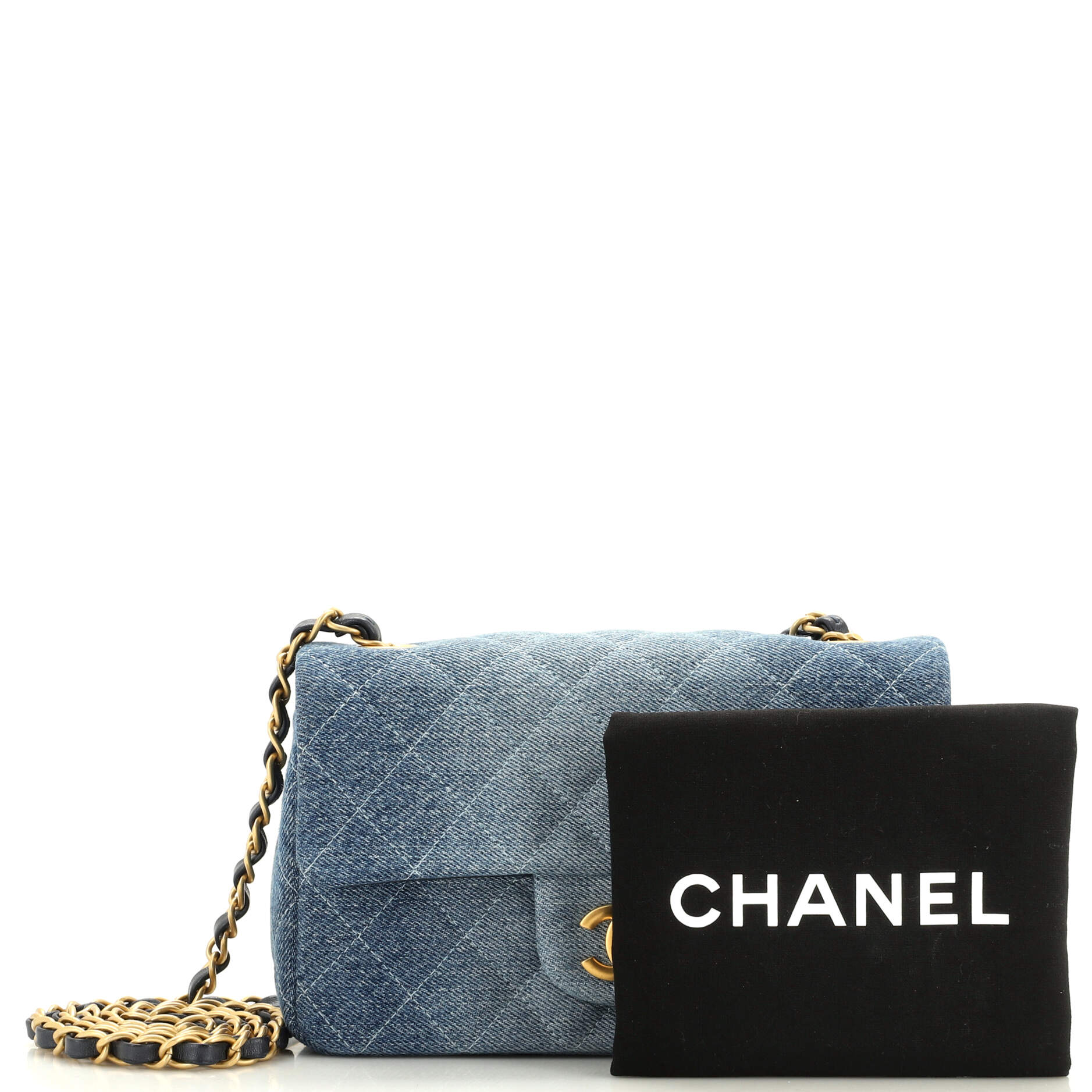 Classic Single Flap Bag Quilted Ombre Denim Mini