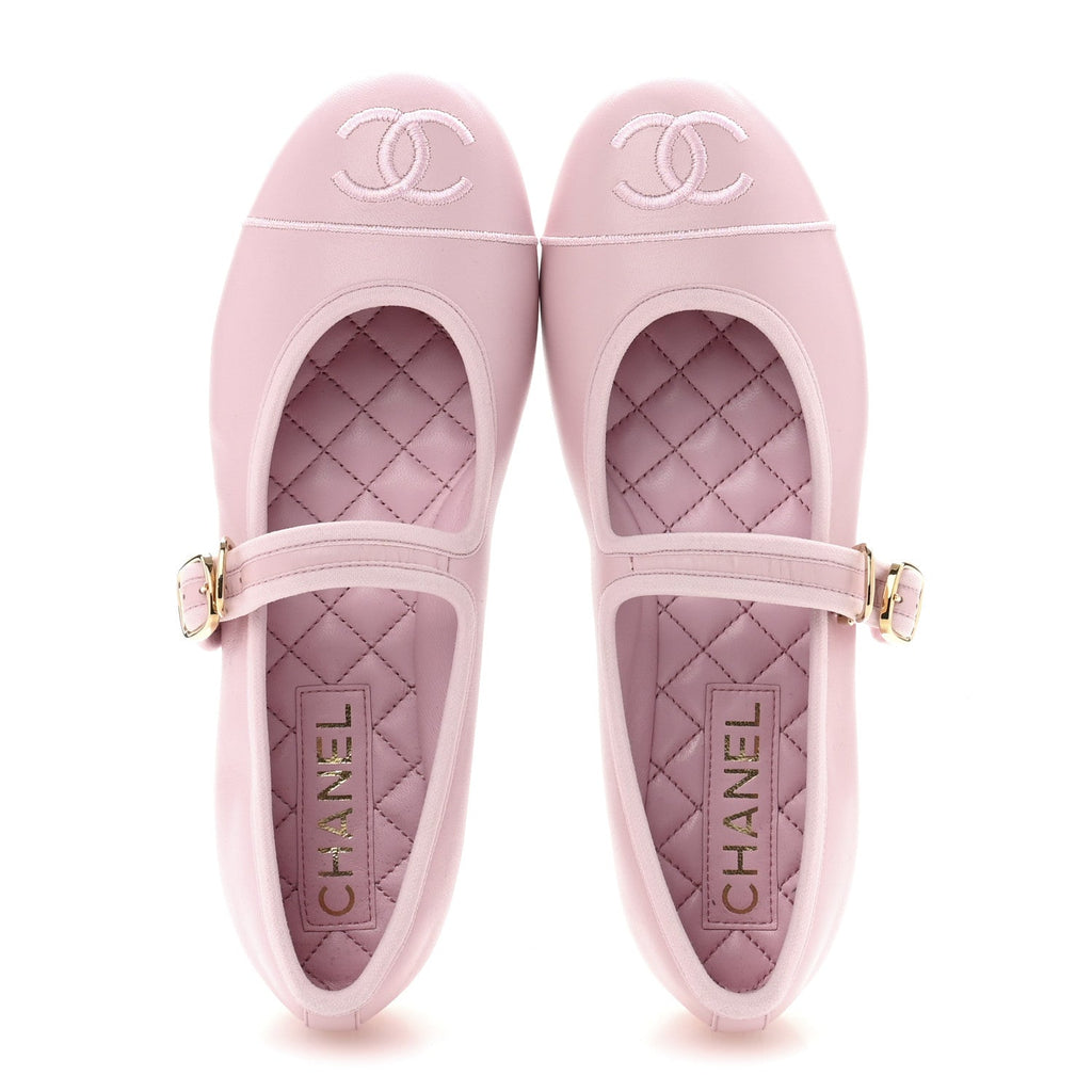 Lambskin Mary Jane Flats 37.5 Light Pink