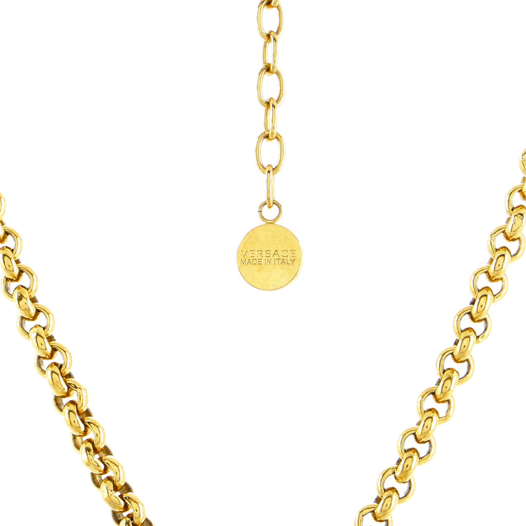 Icon Medusa Round Pendant Necklace Metal with Crystals