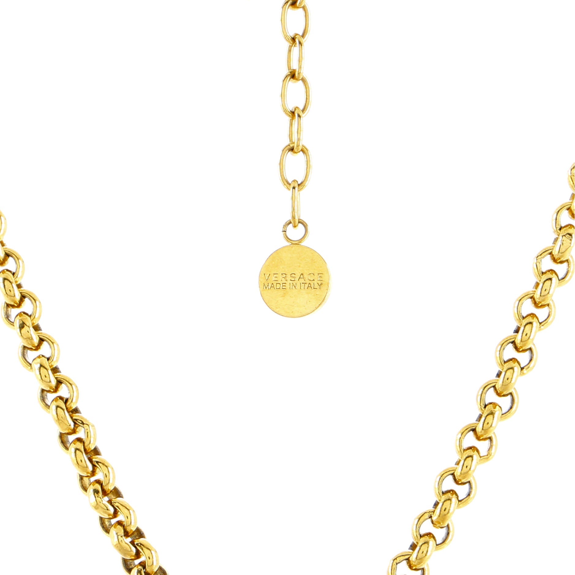 Icon Medusa Round Pendant Necklace Metal with Crystals