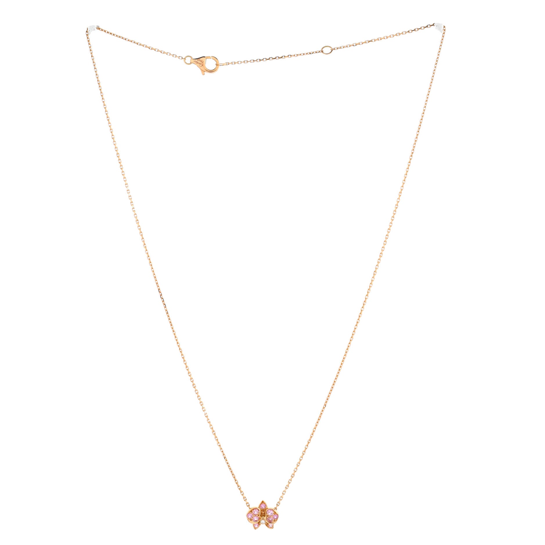 Caresse D'Orchidees Necklace 18K Rose Gold with Sapphires and Diamond Small