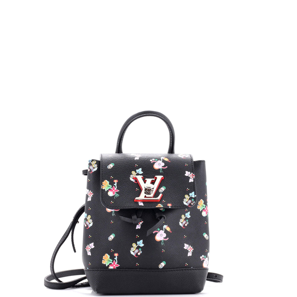 Lockme Backpack Floral Printed Leather Mini