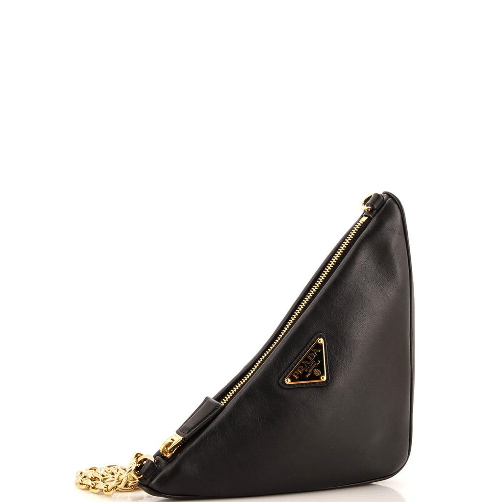 Double Symbole Triangle Bag Leather and Jacquard Mini