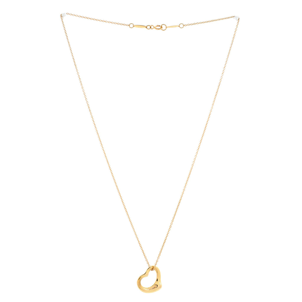 Elsa Peretti Open Heart Pendant Necklace 18K Yellow Gold 16mm