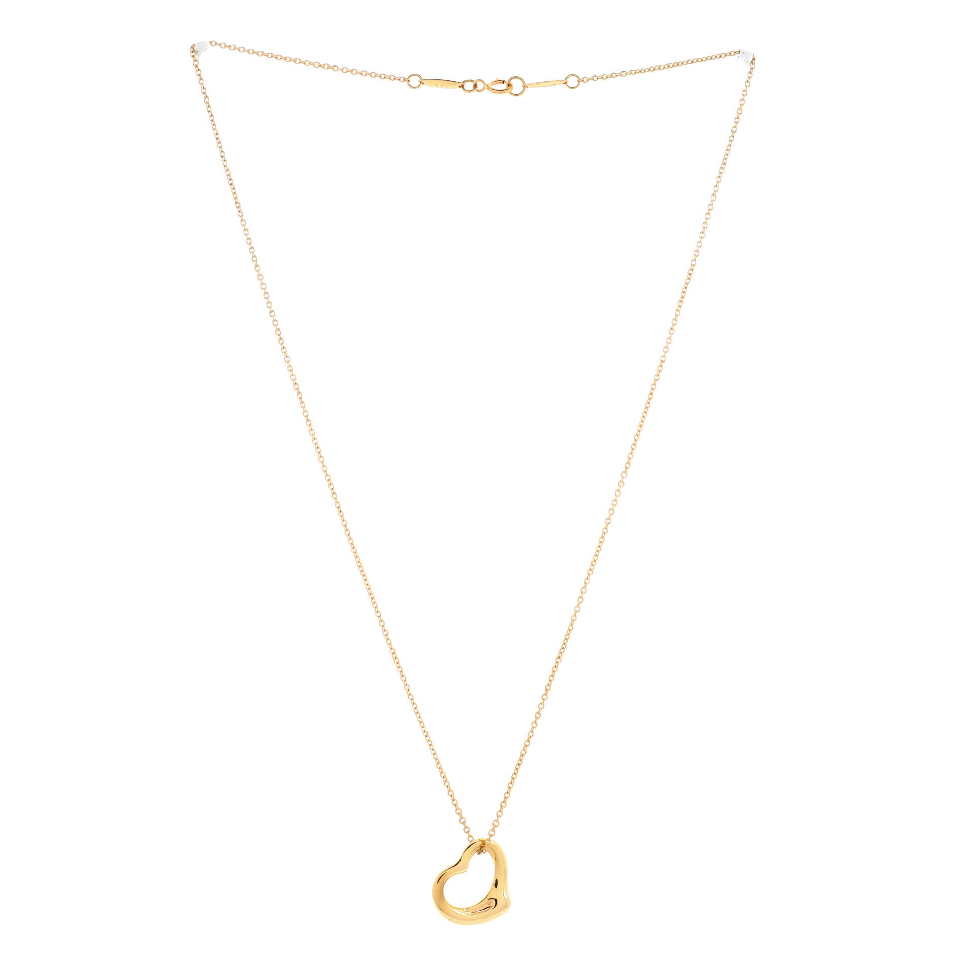 Elsa Peretti Open Heart Pendant Necklace 18K Yellow Gold 16mm