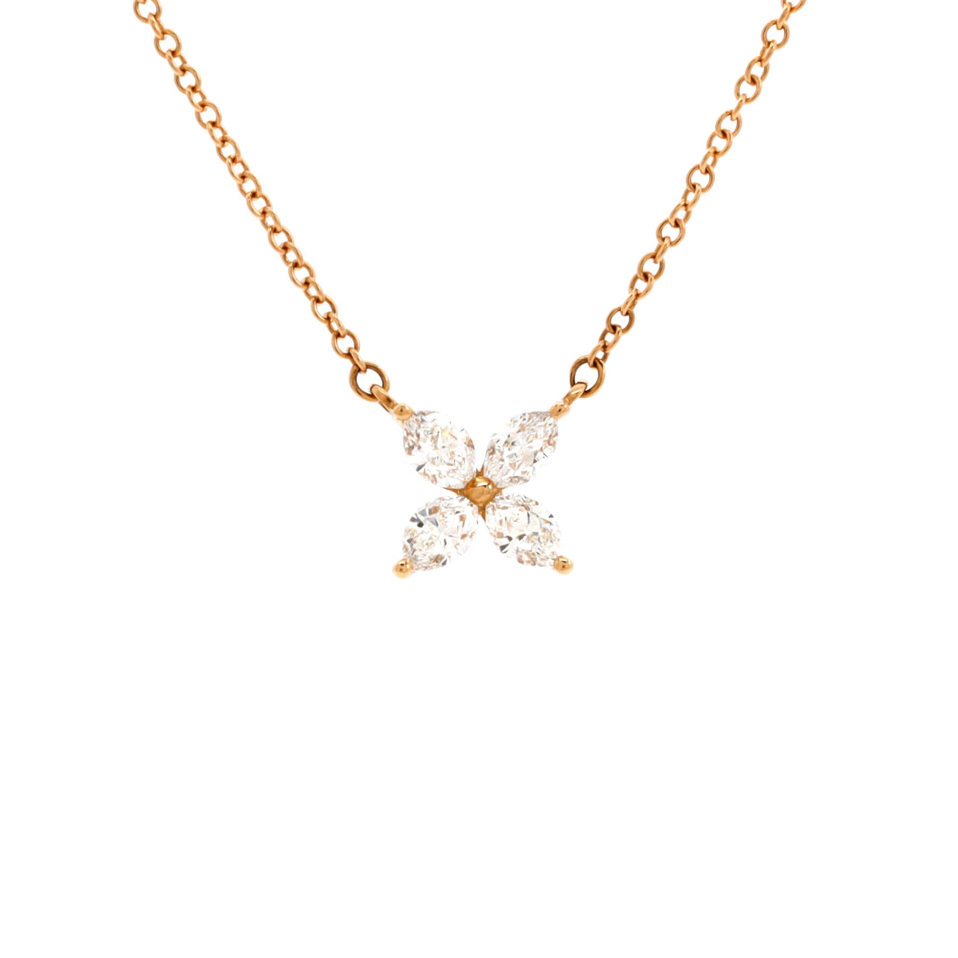 Victoria Pendant Necklace 18K Rose Gold with Diamonds Small