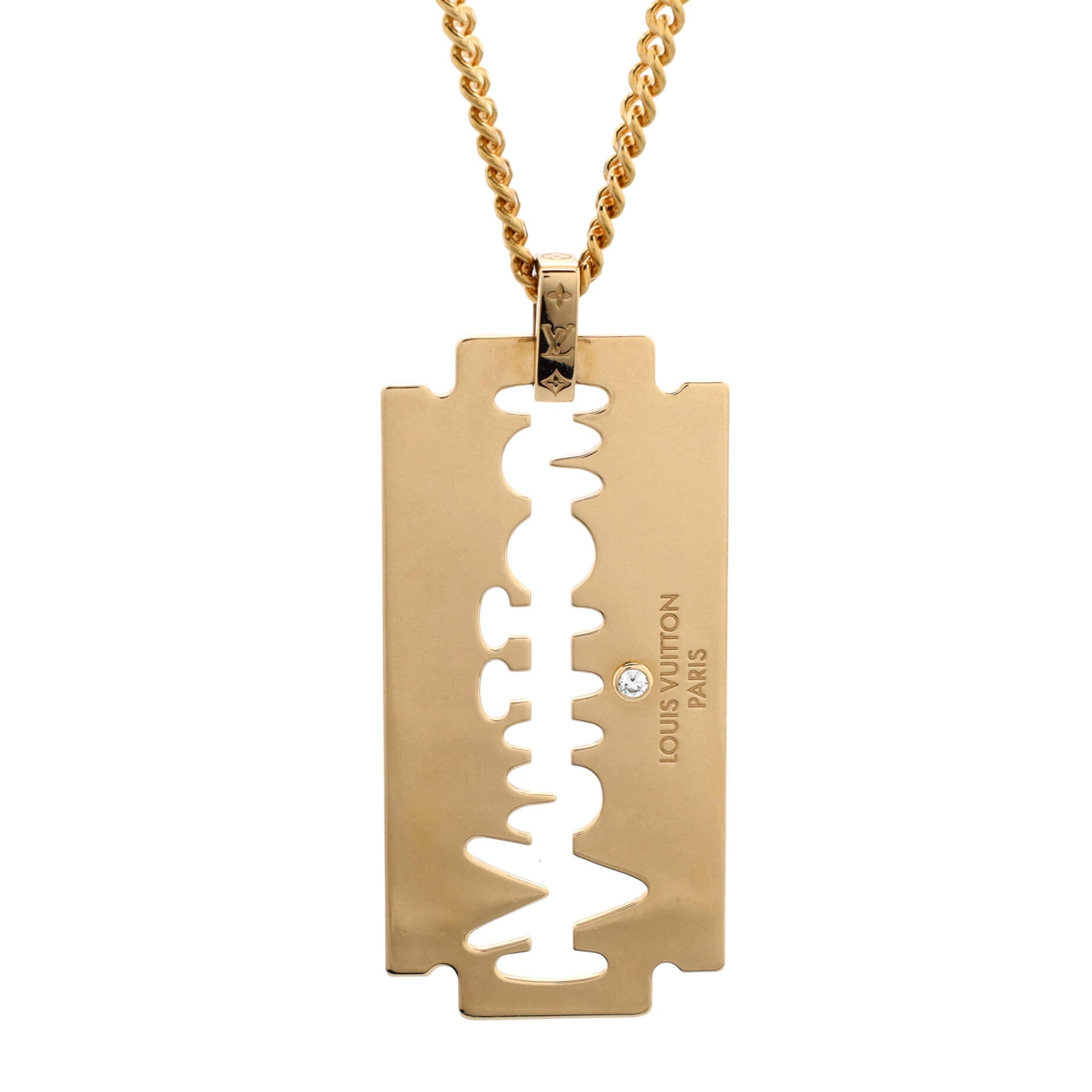 Blade Pendant Necklace 18K Yellow Gold with Diamond