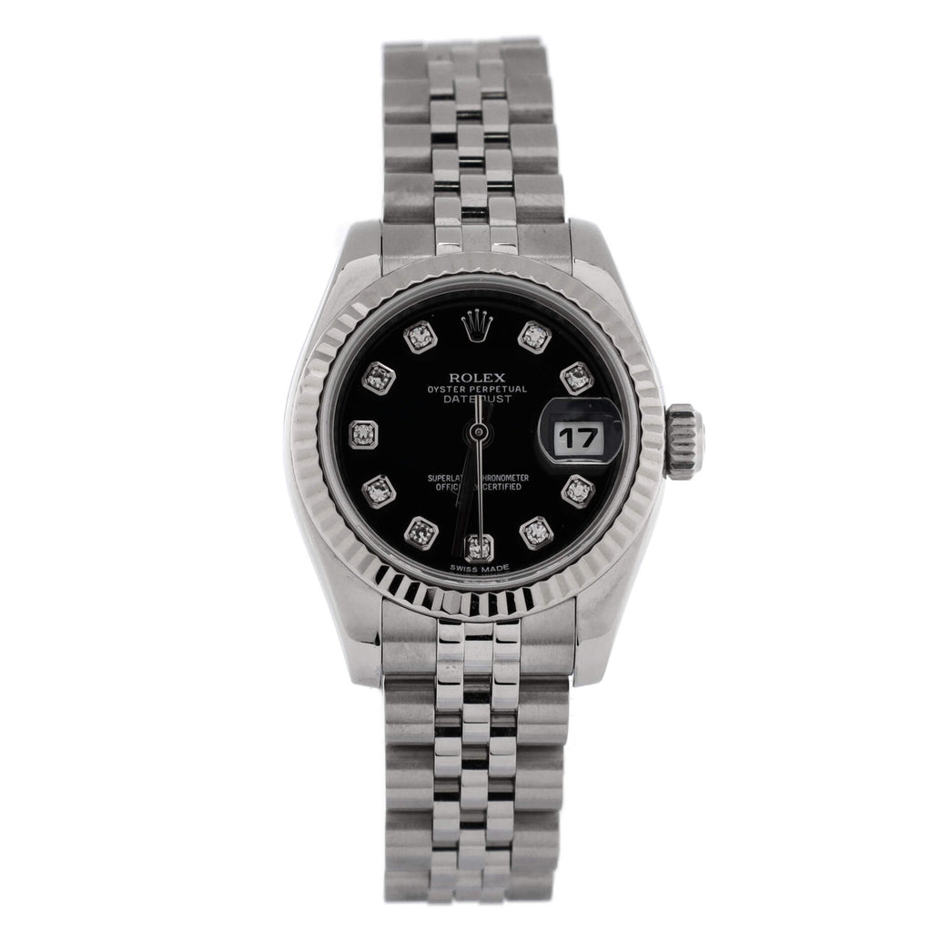 Oyster Perpetual Datejust Automatic Watch Stainless Steel and White Gold with Diamond Markers 26